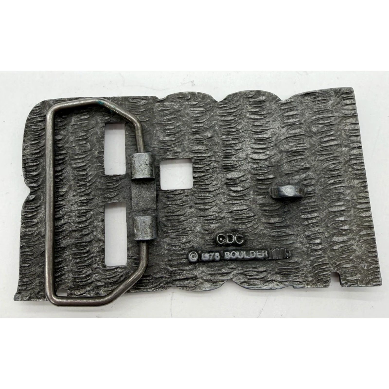 Vintage VINTAGE Roger Brass Belt Buckle Pewter Tone Men 1970s Letters Numbers & Symbols Belt Buckle Roger Mens Belt Buckle Size ONE SIZE - 5 Thumbnail