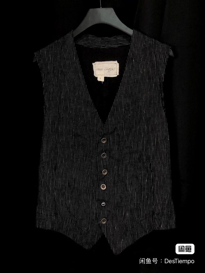 Greg Lauren GREG LAUREN Striped antique linen vest 2504-Nextarrow Size US S / EU 44-46 / 1 - 1 Thumbnail