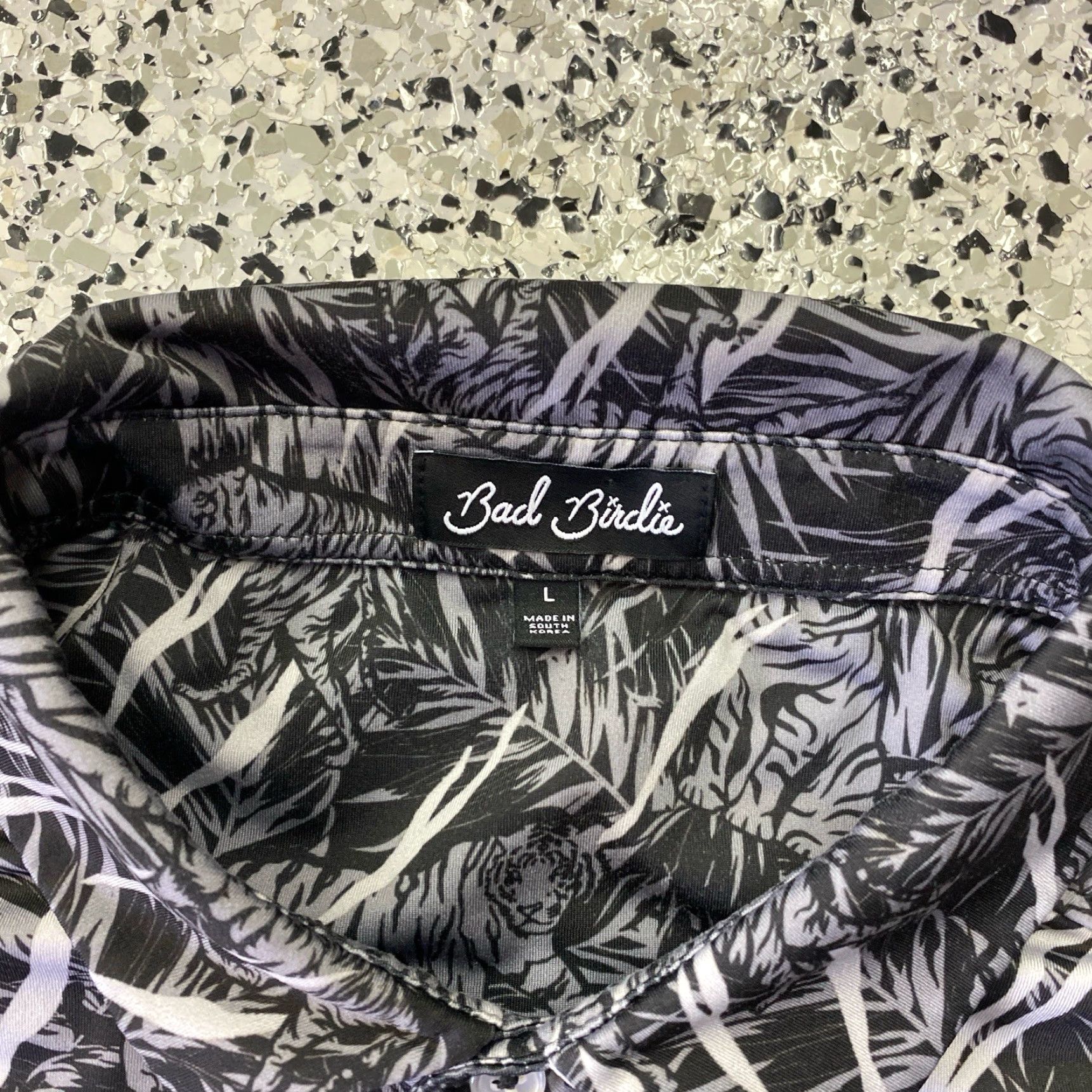 Vintage Bad Birdie Tiger Print Short Sleeve Golf Polo Shirt L Black Tiger Men Polo Golf Modern Streetwear Size US L / EU 52-54 / 3 - 2 Thumbnail