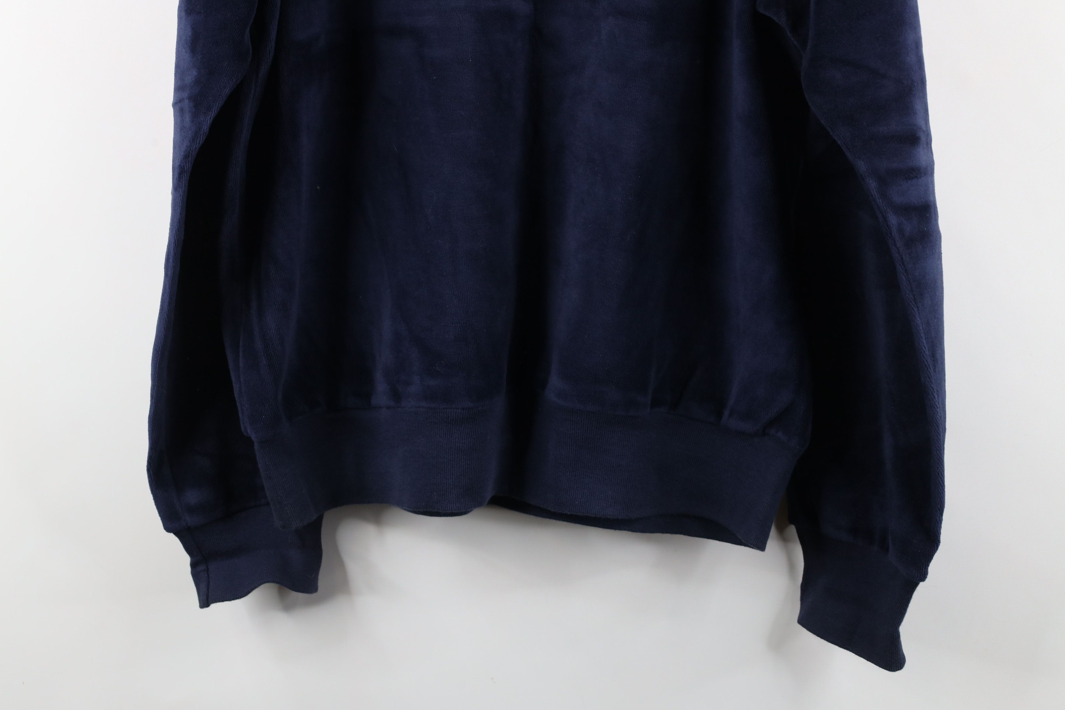 Vintage Vintage 70s Macys Velvet Velour V-Neck Sweater Navy Blue Size US L / EU 52-54 / 3 - 9 Thumbnail