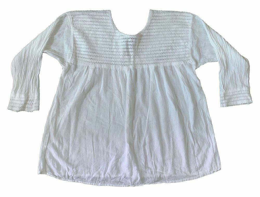 Designer Pre Owned White Hand Made Blouse M Size M / US 6-8 / IT 42-44 - 3 Thumbnail