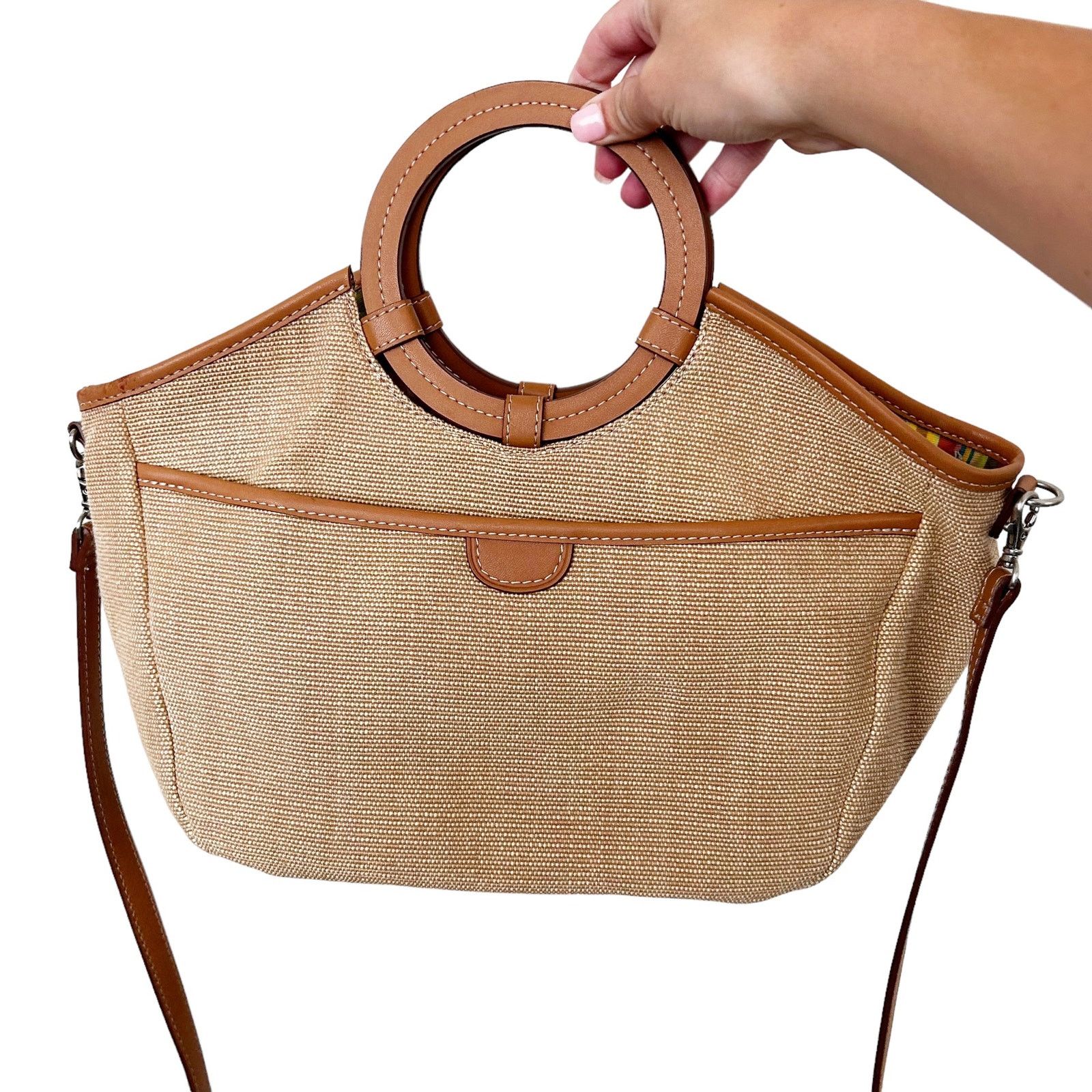 Fossil Fossil Tan Boho Straw Crossbody Bag Circle Handle Size ONE SIZE - 2 Thumbnail