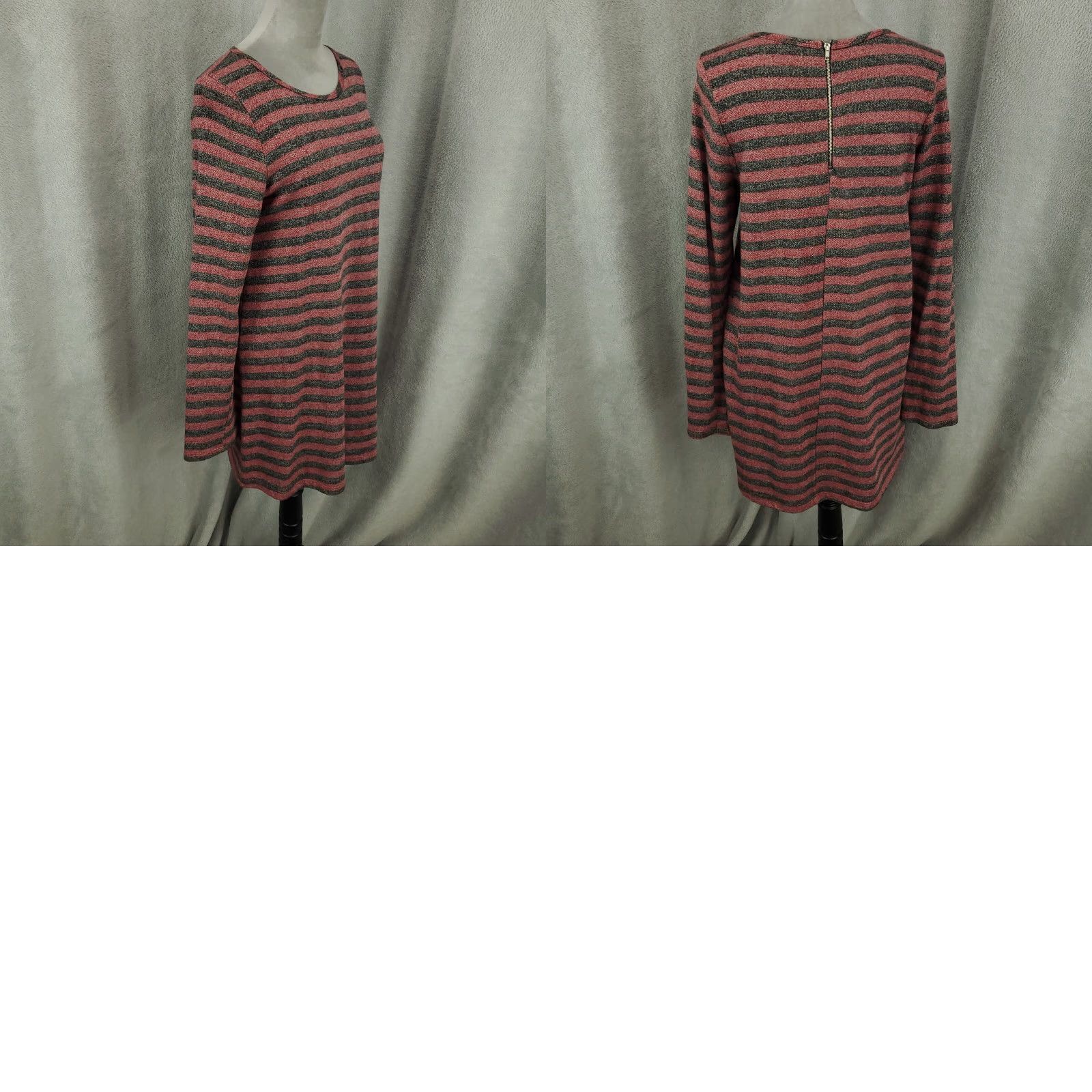 Vintage Womens Dress Large L Red Black Striped Knit Zip Back Tunic Top Sweater Size L / US 10 / IT 46 - 8 Thumbnail
