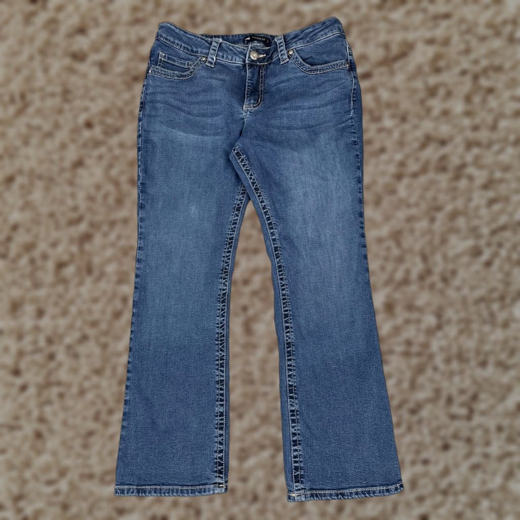 Lee Lee Jeans Womens 12 Short Blue Midrise Fit Straight Leg Denim with Stretch - 5-Pocket, Zip Fly - Regular Size 34" / US 12 / IT 48 - 1 Thumbnail