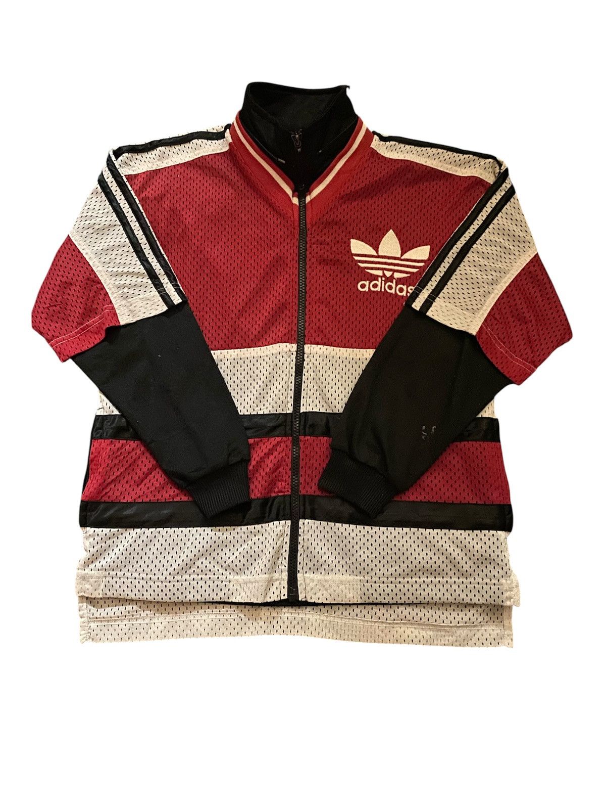 Adidas Vintage 90s Adidas Full Mesh Trefoil Big Logo Track Jacket Size US M / EU 48-50 / 2 - 1 Thumbnail