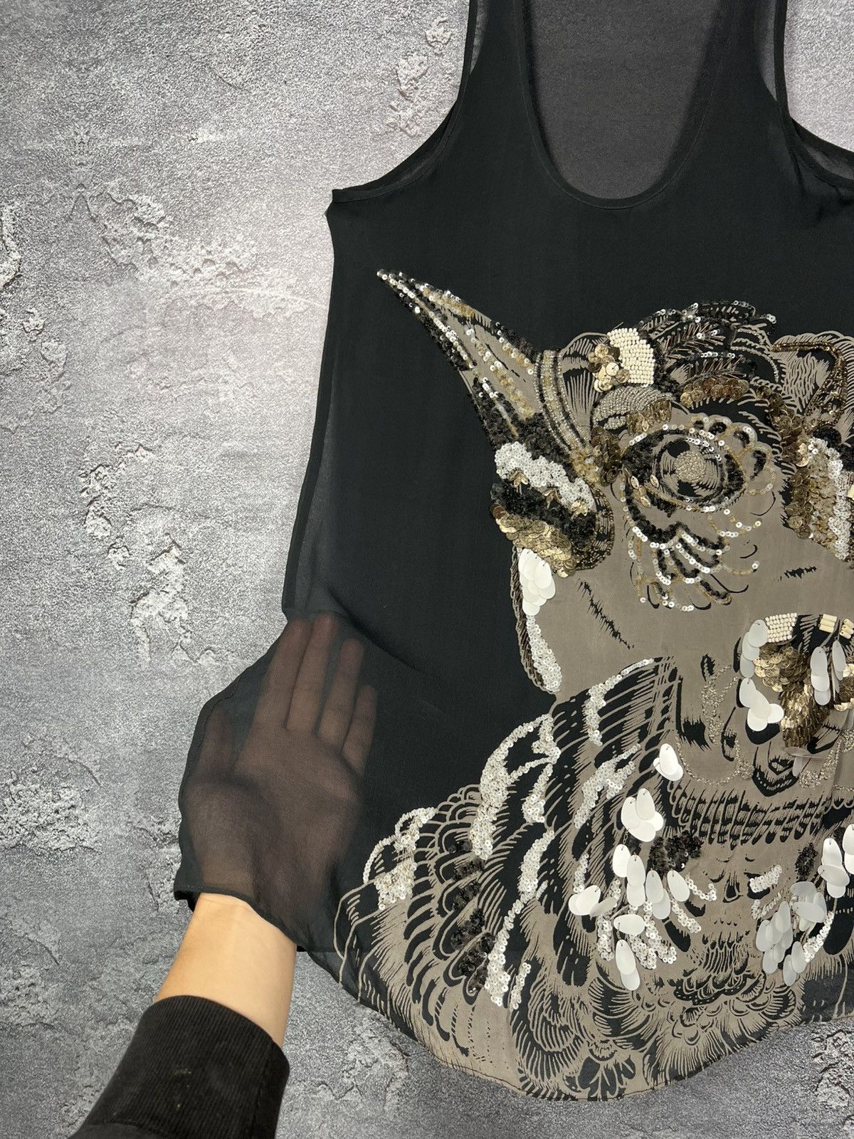 Allsaints AllSaints Silk Mesh Mini Dress With Sequin Bird Size S / US 4 / IT 40 - 9 Thumbnail