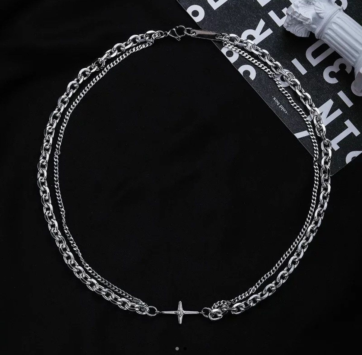 Jewelry Silver Cross Goth God Pendant Necklace Size ONE SIZE - 2 Thumbnail