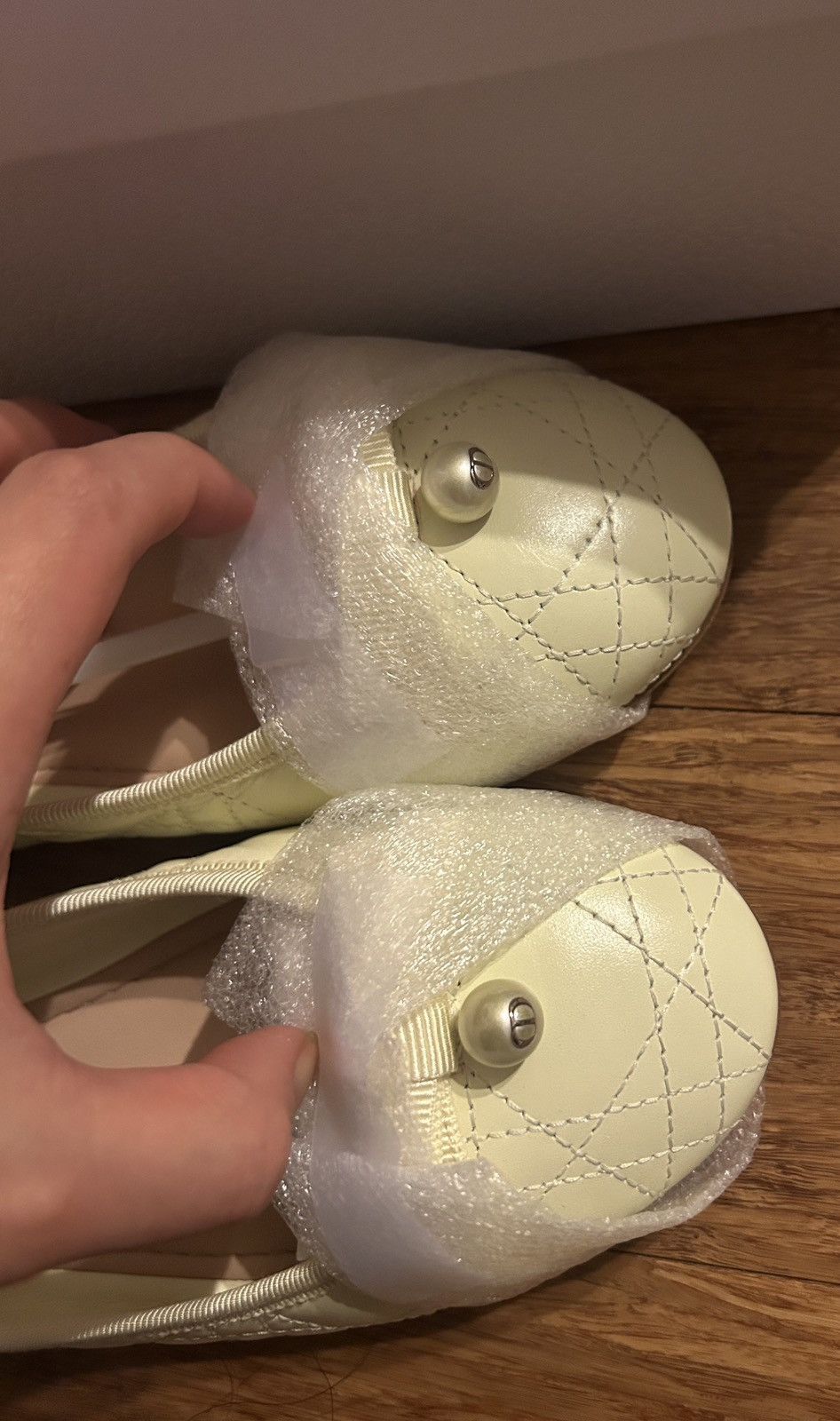 Dior DIOR BALLET FLAT Pastel Yellow Quilted Cannage Calfskin Size US 8.5 / IT 38.5 - 7 Thumbnail