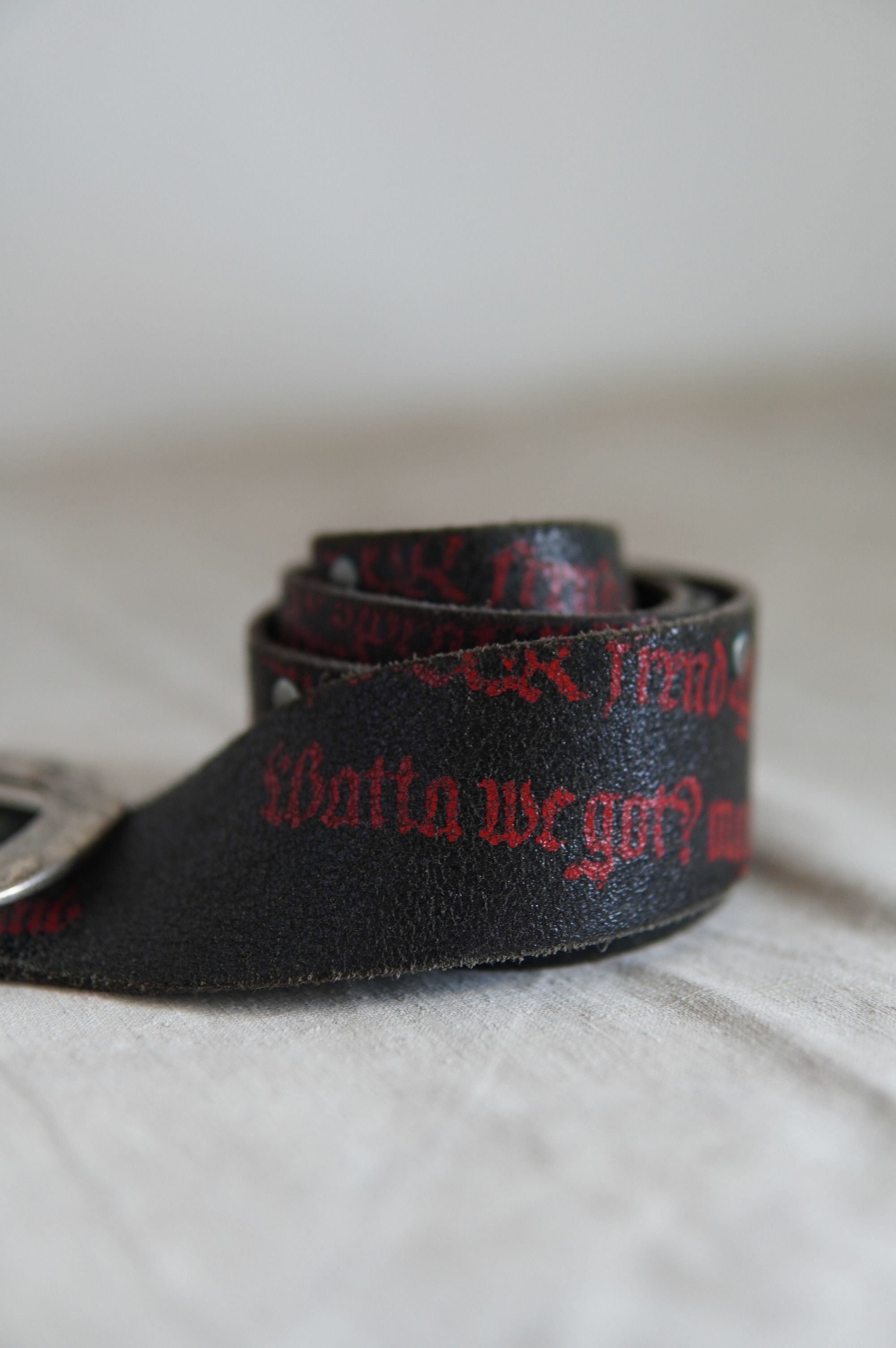 Vintage Vintage Heavy Leather Printed Belt Size ONE SIZE - 3 Thumbnail