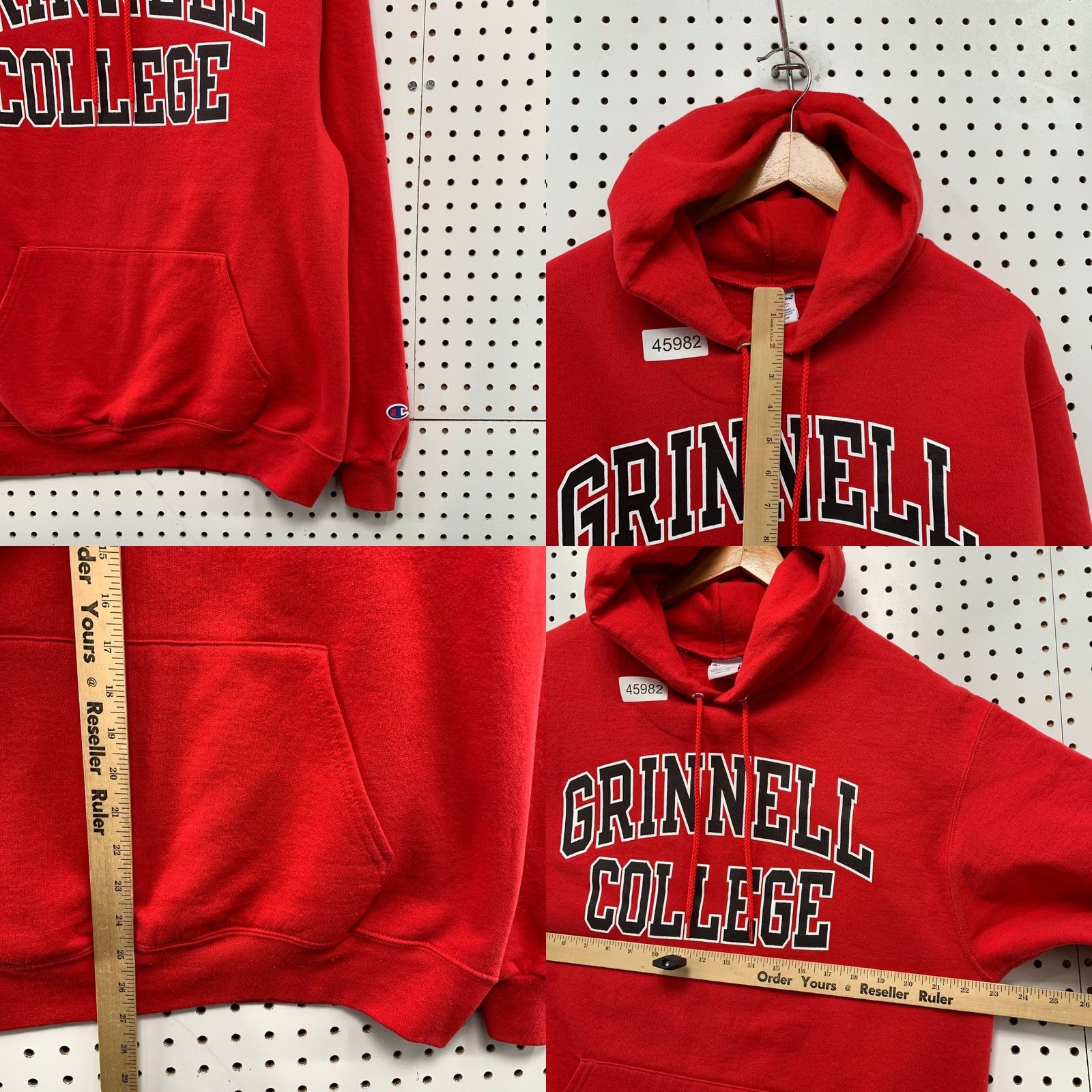 Champion Nike Grinnell College Sweatshirt Hoodie Mens Large Red Hooded Pullover Champion Fleece Size US L / EU 52-54 / 3 - 8 Thumbnail