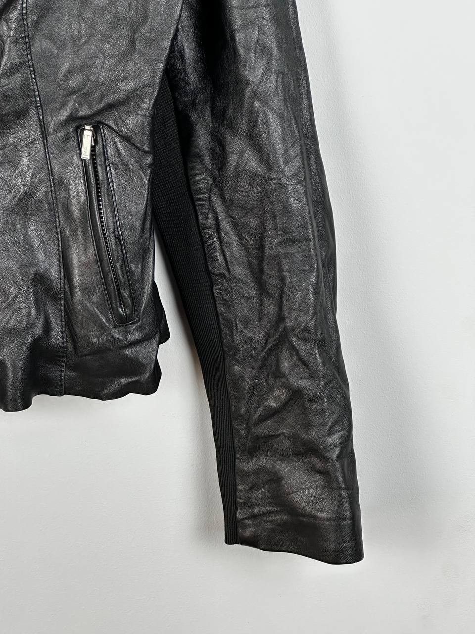 Designer Avant Garde Opium Faux Leather Black Cropped Biker Jacket Size S / US 4 / IT 40 - 4 Thumbnail