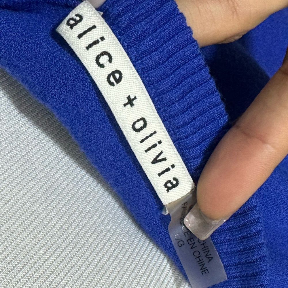 Alice + Olivia Alice + Olivia Cabot High Neck Fitted Tank Top Cobalt Blue Size L / US 10 / IT 46 - 4 Thumbnail