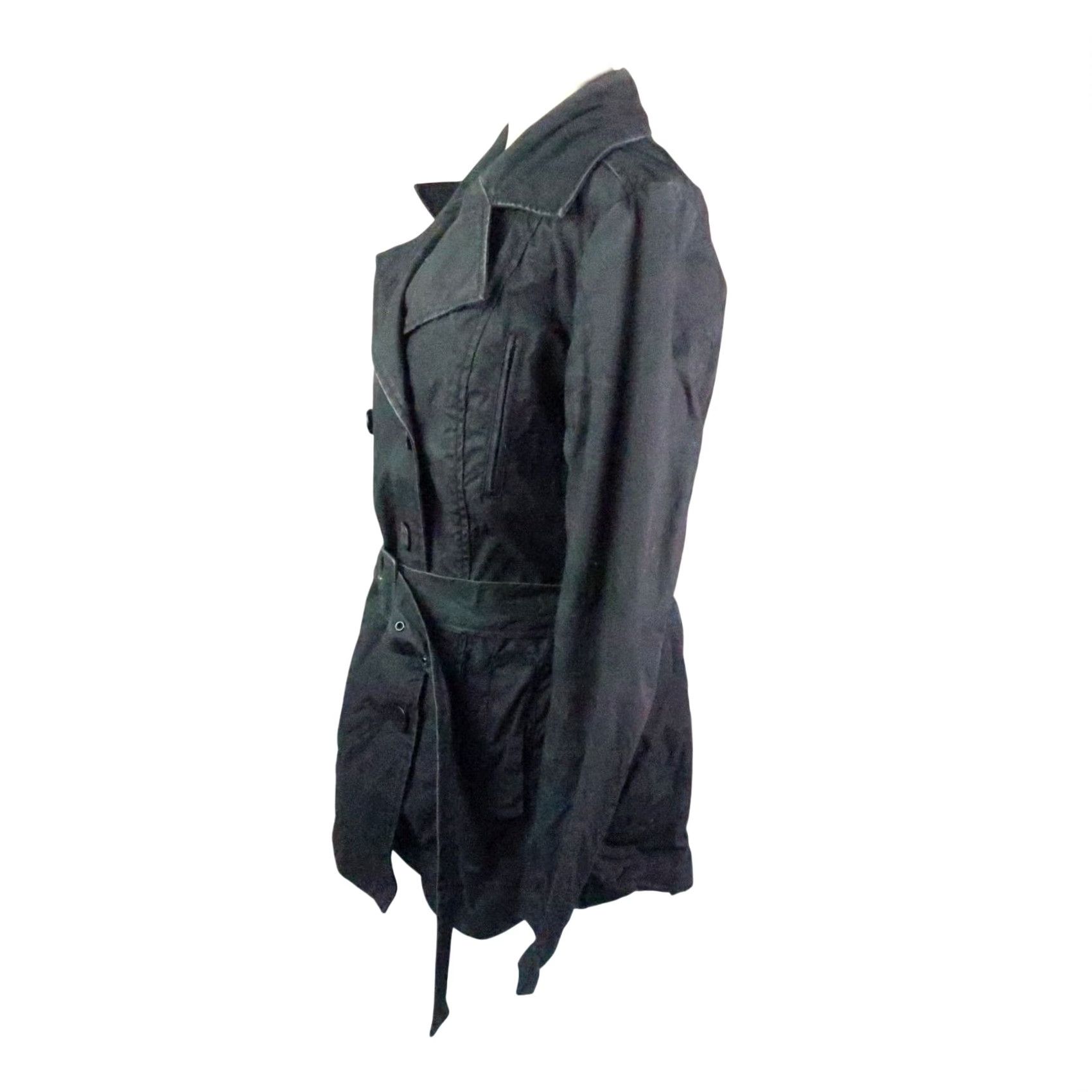 Calvin Klein VINTAGE 90s Calvin Klein Black Cotton Trench Coat Jacket L Womens Size L / US 10 / IT 46 - 3 Thumbnail