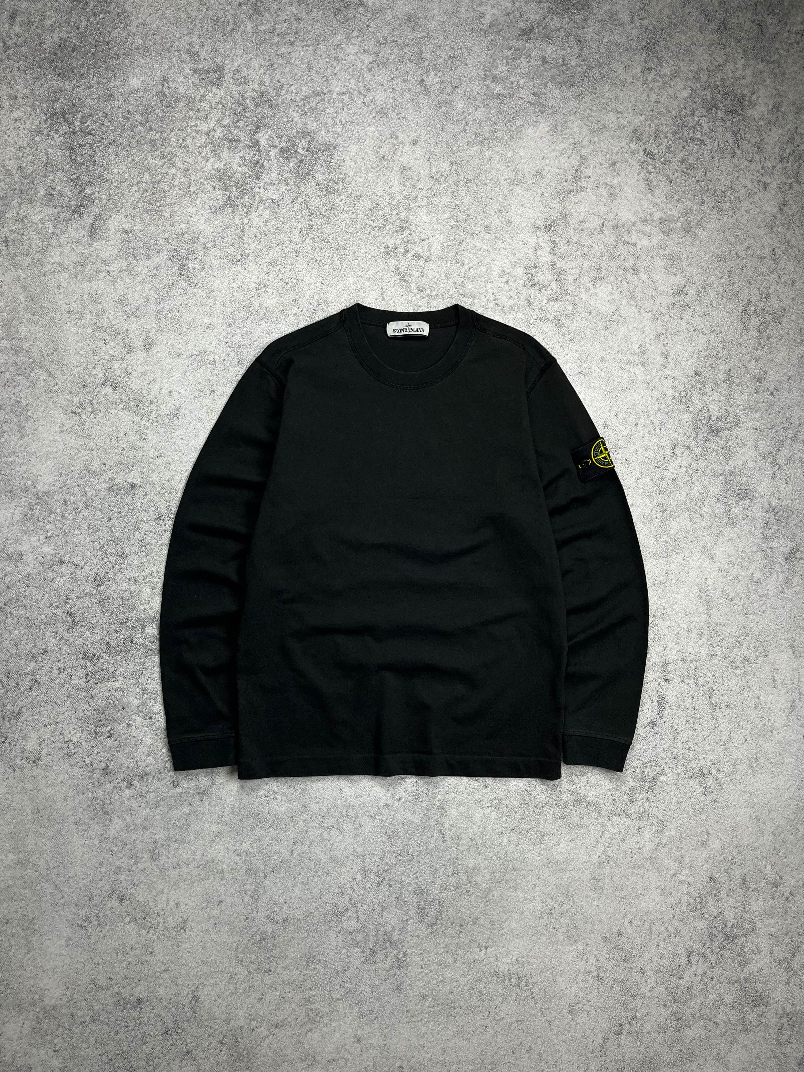 image of Stone Island Stone Islanc Crew Nack Heavy Cotton Jersey in Black, Men's (Size Small)