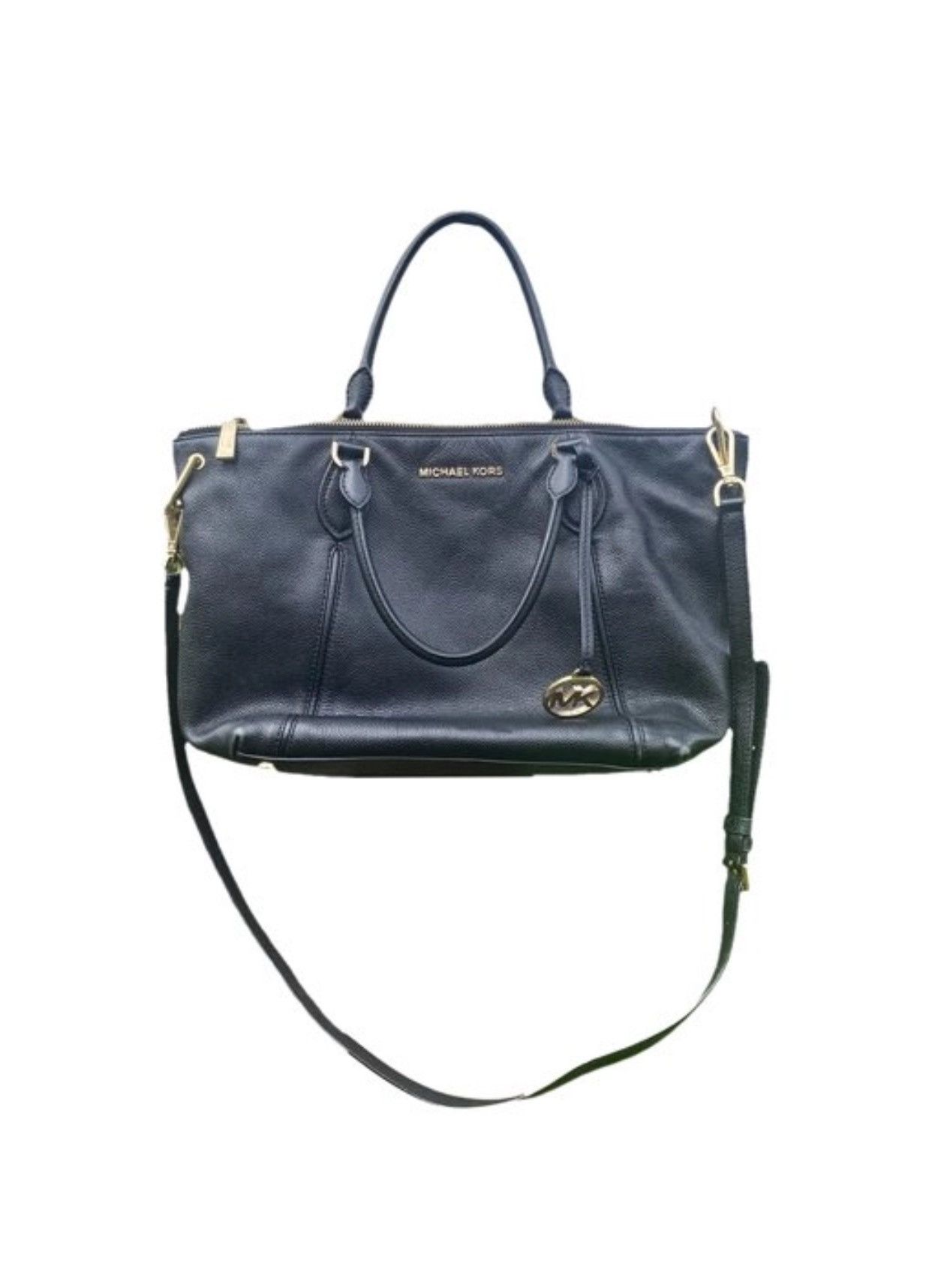 Designer Michael Kors Sierra Black Leather Satchel Bag Handbag $498, Women's