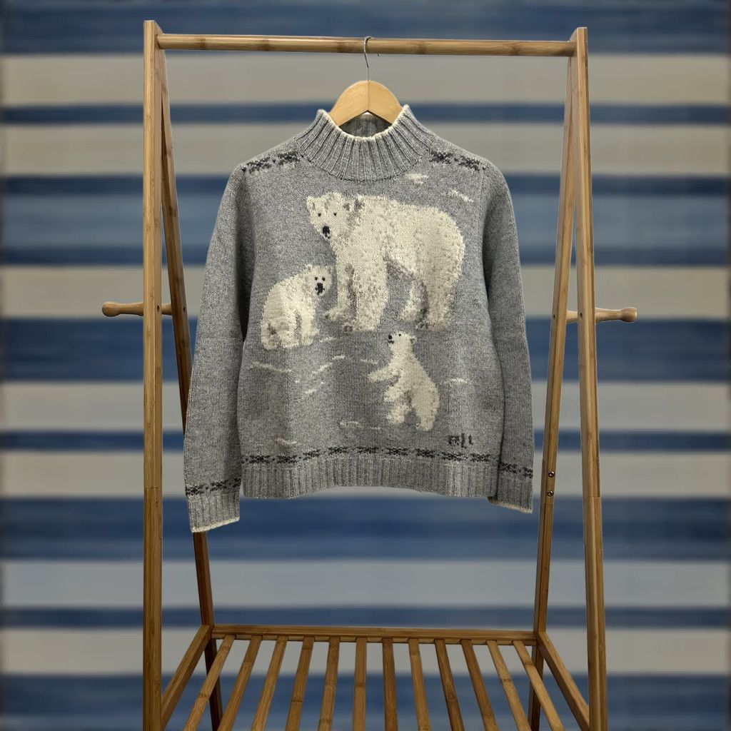 Ralph Lauren VTG Lauren Ralph Lauren Polar Bear RLL Turtleneck Hand Knit Sweater S Gray Wool Lambswool Pullover Womens Midi 90s Theme Rare Size S / US 4 / IT 40 - 1 Thumbnail