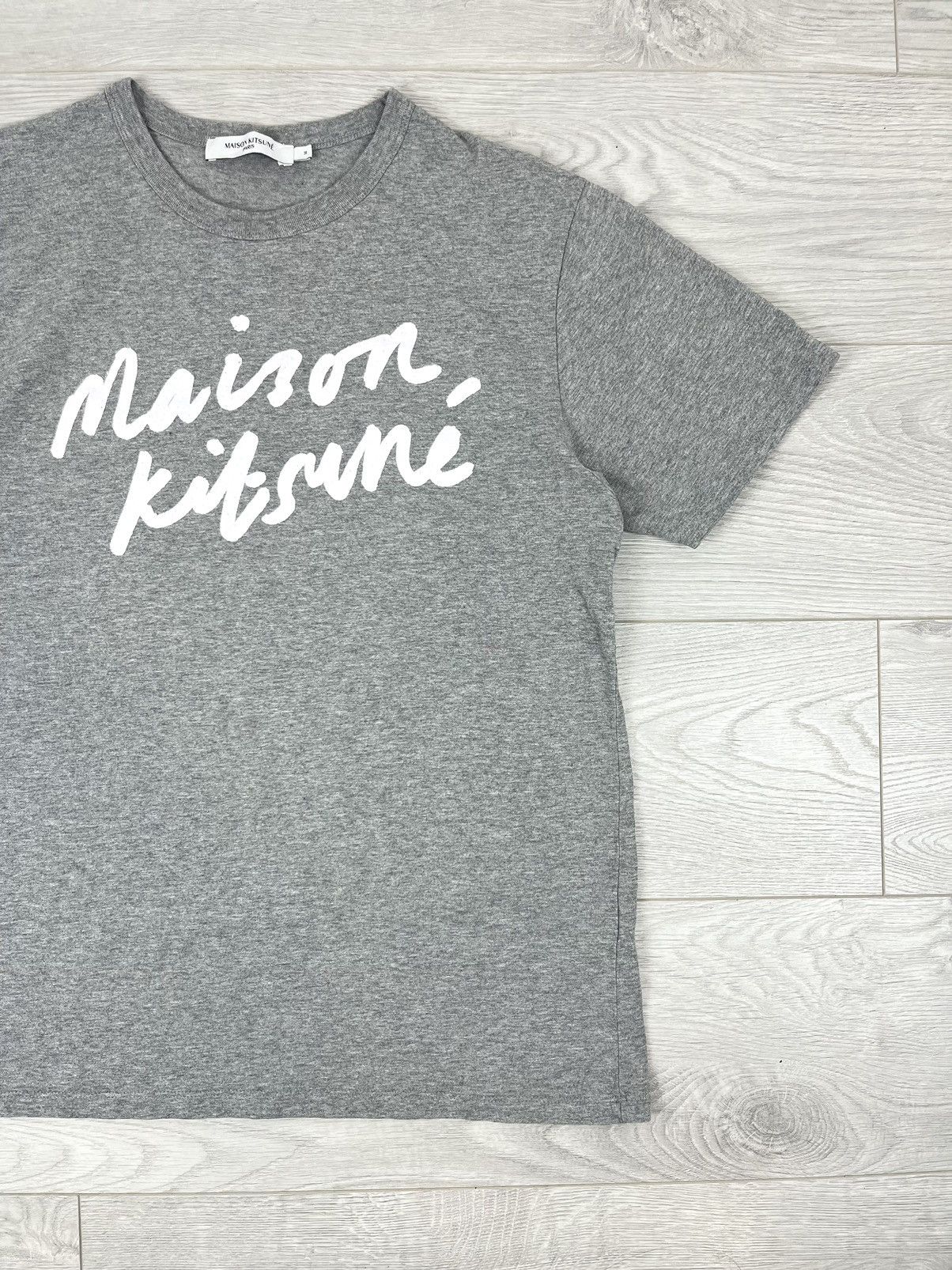 Maison Kitsune Maison Kitsune Grey Cotton Logo T Shirt Size US M / EU 48-50 / 2 - 2 Thumbnail