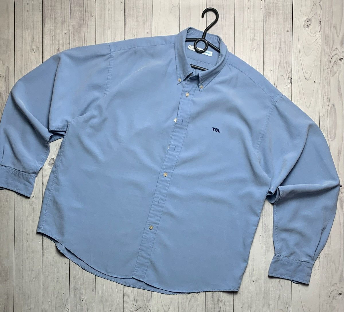Vintage × Yves Saint Laurent Vintage Yves Saint Laurent shirt size XL logo blue Size US XL / EU 56 / 4 - 1 Thumbnail