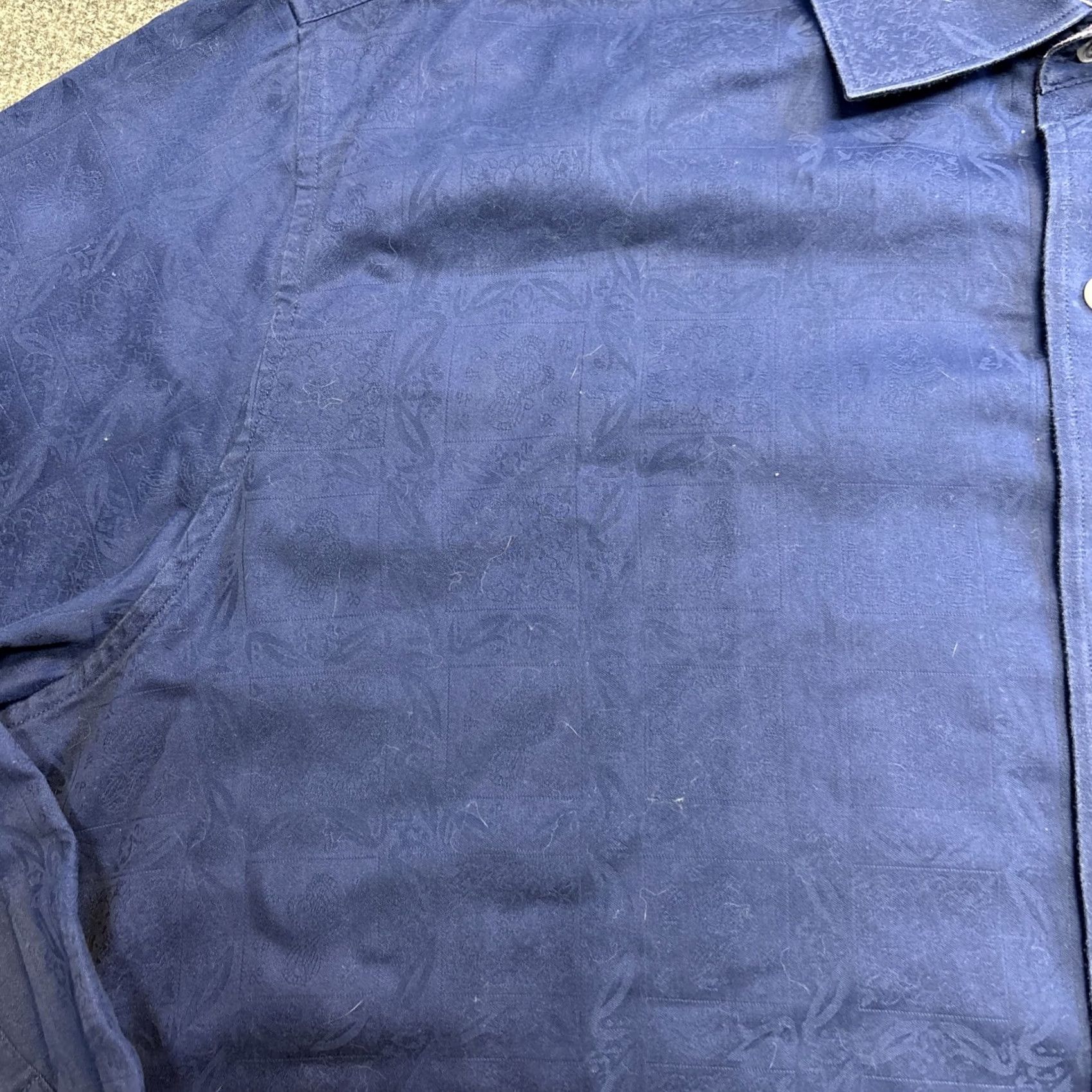 Robert Graham Robert Graham Men's Button-Up Dress Shirt 3X Blue Jacquard Paisley Classic Fit Long Sleeve Shirt 3XL Men's Big & Tall Size 48R - 2 Thumbnail