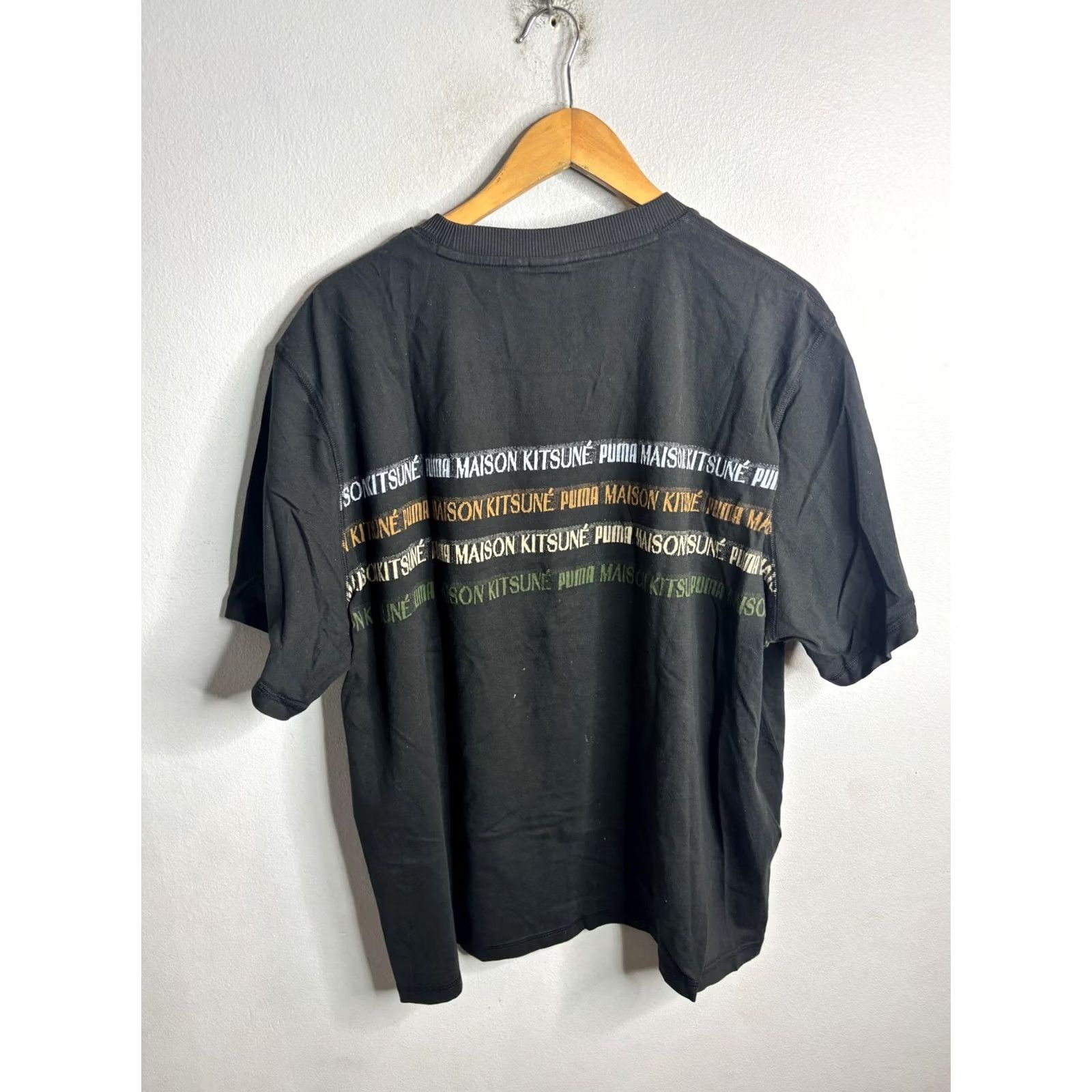 Vintage Maison Kitsuné Shirt Mens 2XL Black Puma Stripe Graphic T-Shirt Streetwear Size US XXL / EU 58 / 5 - 4 Thumbnail