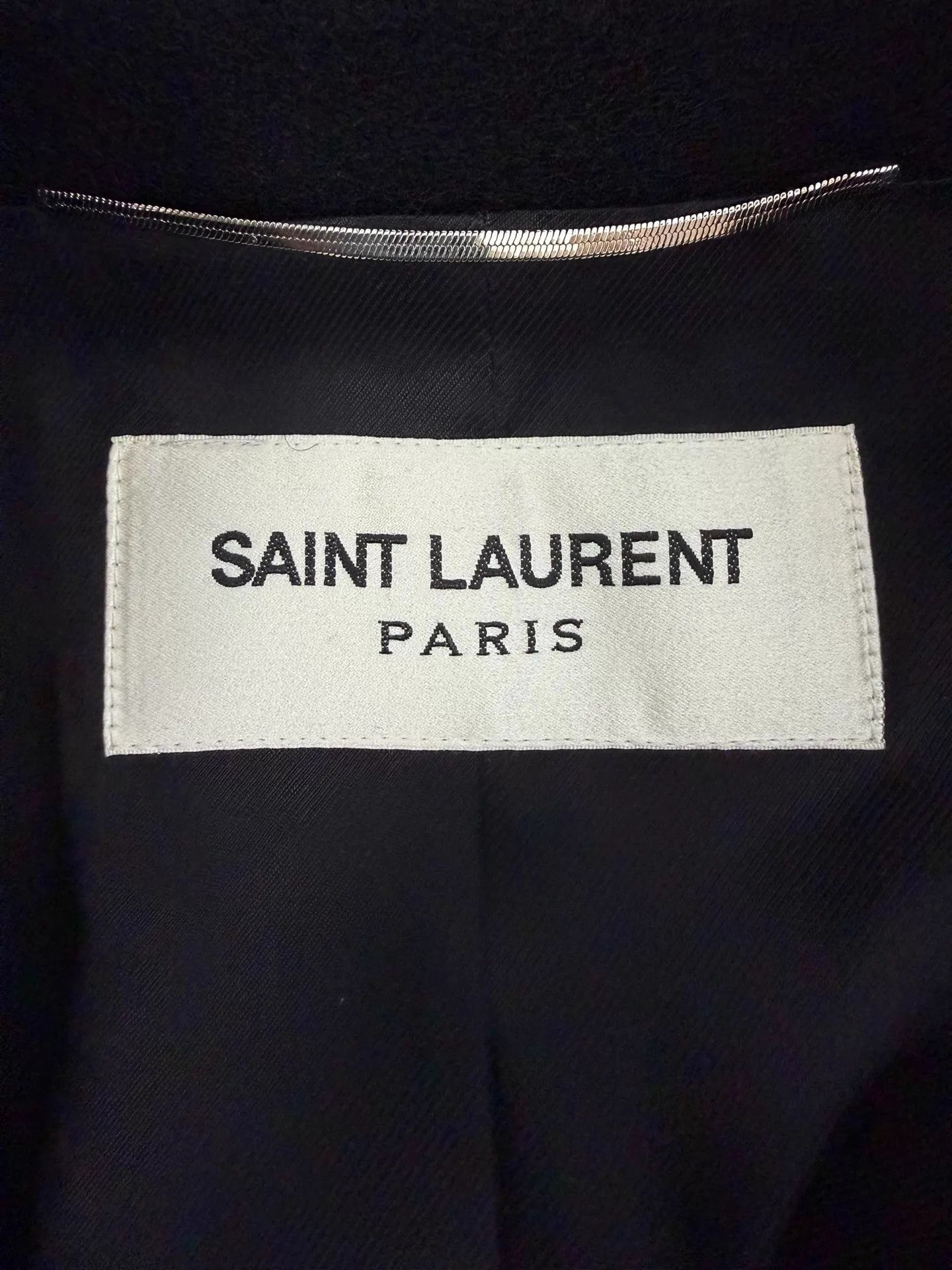 Saint Laurent Paris SLP 14fw Black Navy Anchor Double-Breasted Wool Coat 48 Size US M / EU 48-50 / 2 - 4 Thumbnail