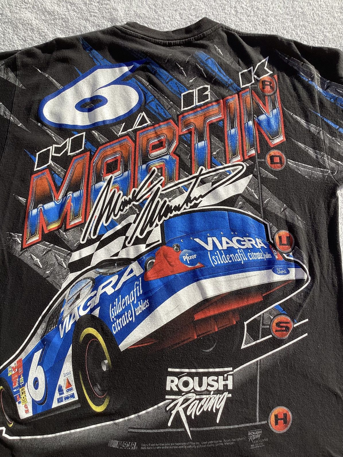 NASCAR Vintage 90s Mark Martin #6 Viagra NASCAR racing AOP T-shirt Size US L / EU 52-54 / 3 - 4 Thumbnail