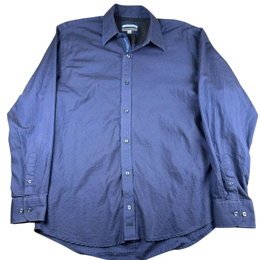 Johnston & Murphy Johnston & Murphy Shirt Men's Large Gingham Button Down Tailored Fit Flip Cuff Size US L / EU 52-54 / 3 - 5 Thumbnail