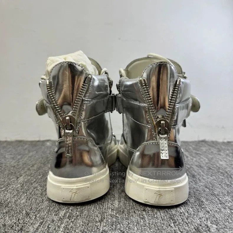 Vintage Giuseppe Zanotti Silver High-Top Sneakers. Size US 8.5 / EU 41-42 - 3 Thumbnail