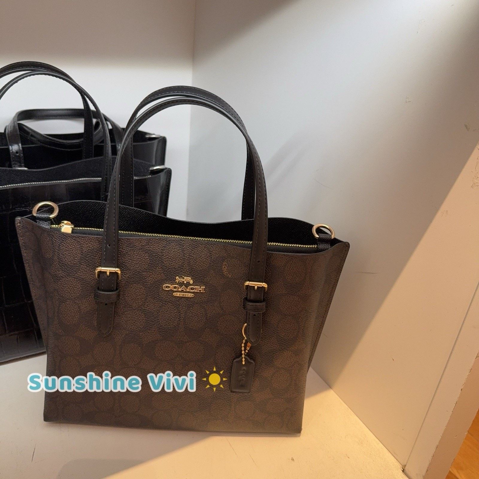 Coach NWT Coach Mollie Tote 25 Crossbody Strap cv965 WALNUT/BLACK Size ONE SIZE - 8 Thumbnail