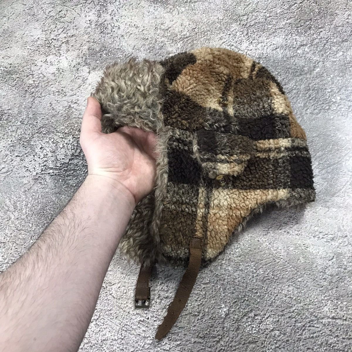 Vintage Vintage 90s Plaid Mohair Beanie Ear Flaps Grunge Relaxed OS Size ONE SIZE - 2 Thumbnail
