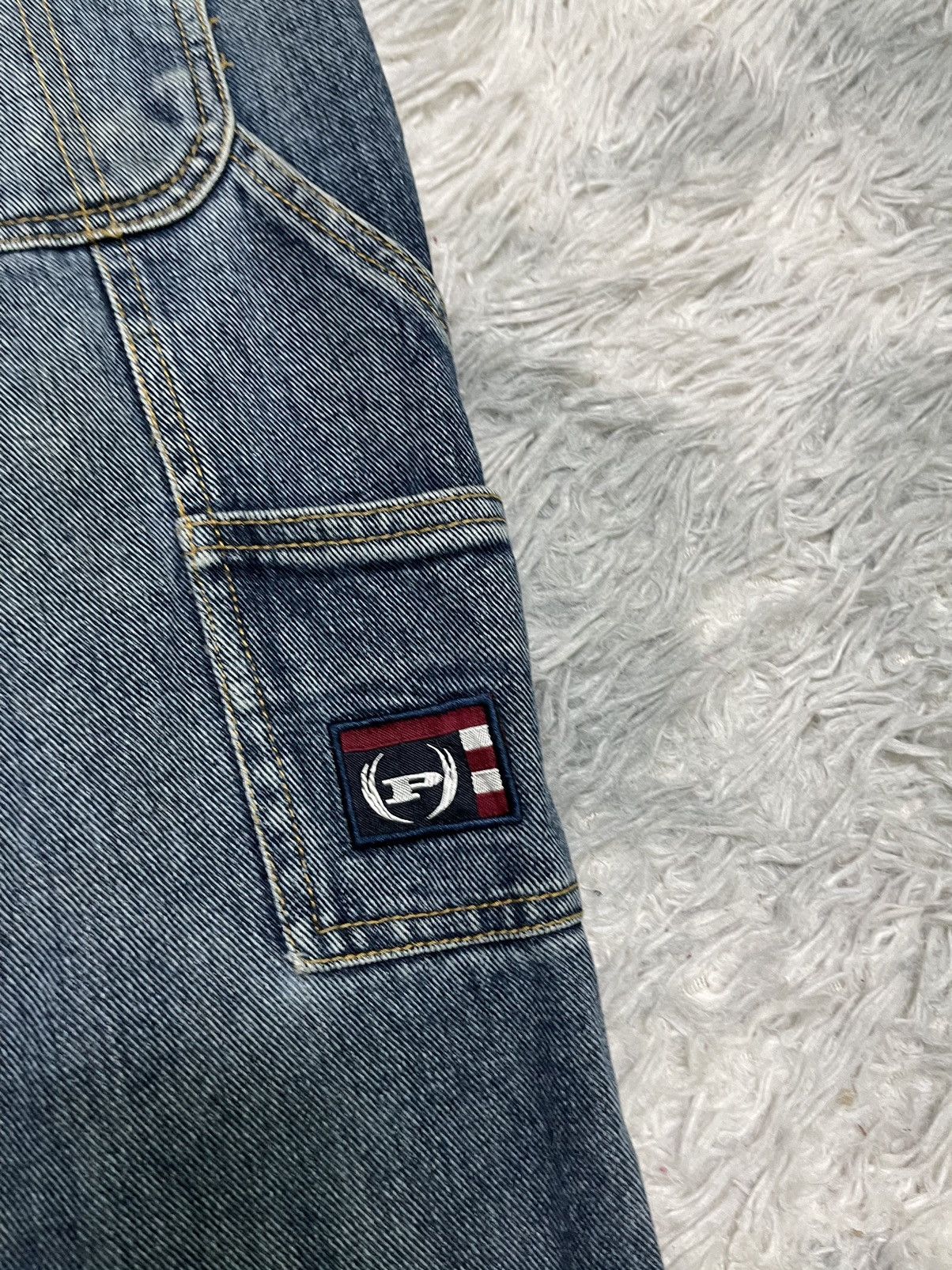 Phat Farm × Vintage 90s PHAT FARM BAGGY CARPENTER DISTRESSED DENIM Size US 31 - 13 Thumbnail