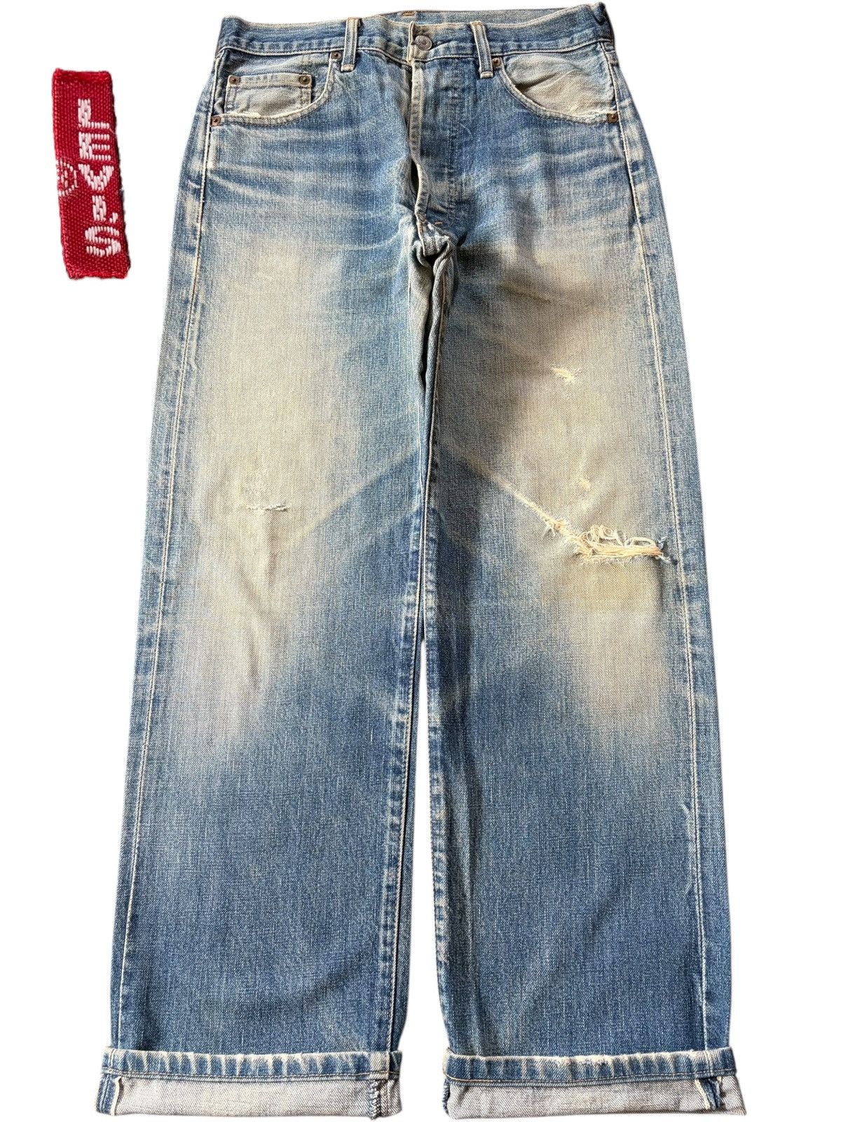 Levi's Vintage 90s Levis 503B Big E Selvedge Mud Wash Distress Jean Size US 30 / EU 46 - 1 Thumbnail