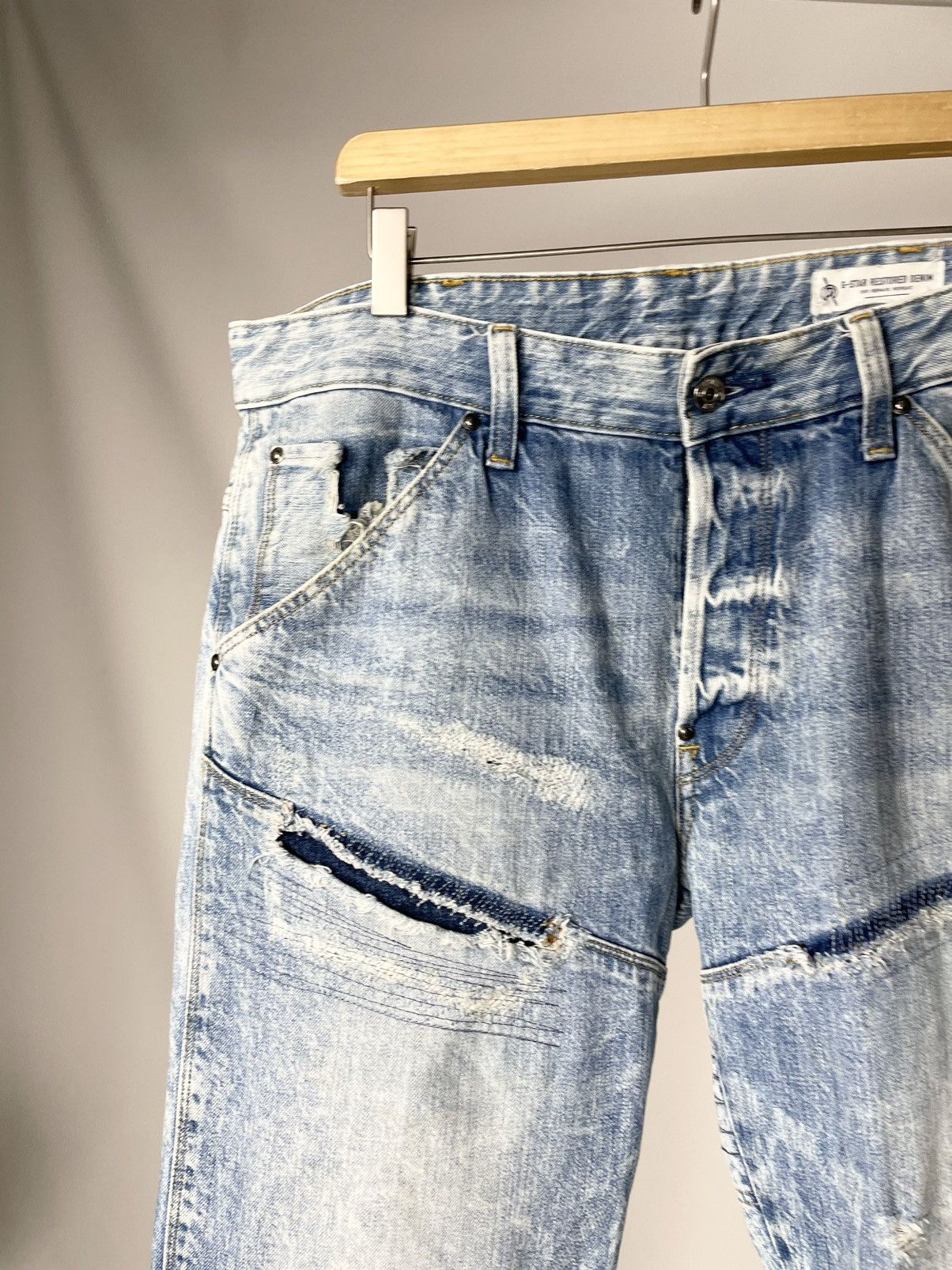 G-Star G-Star RAW 5620 3D Tapered Distressed Skinny Denim Jeans Size US 34 / EU 50 - 7 Thumbnail