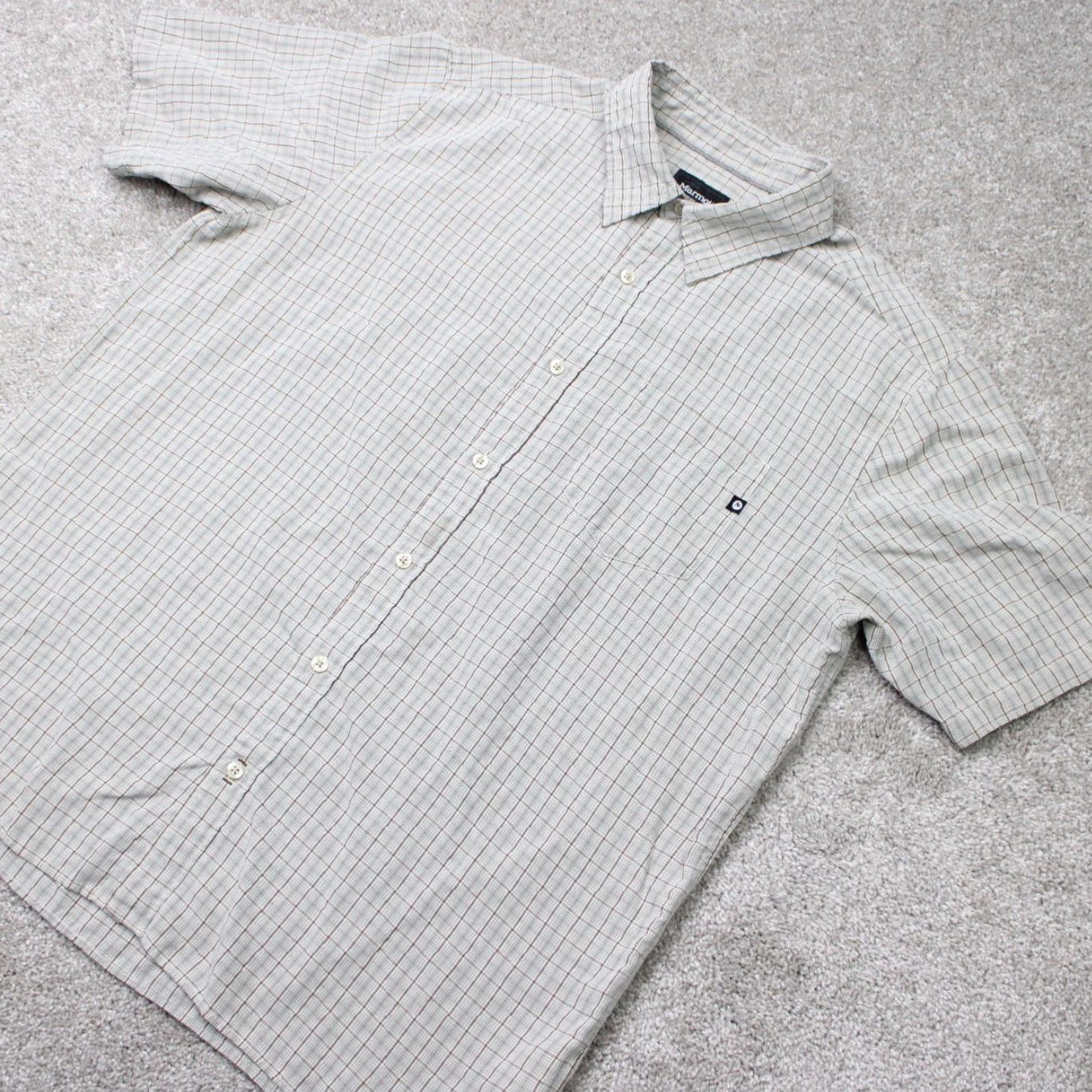 Marmot Marmot Shirt Mens XL Brown Plaid Button-Up Short Sleeve Casual Travel Workwear Wool? No — Polyblend Size US XL / EU 56 / 4 - 6 Thumbnail