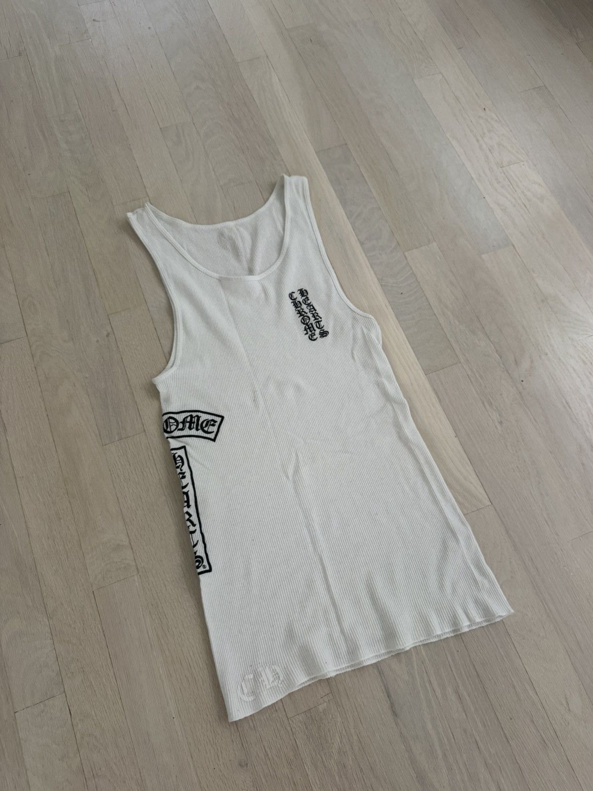 T-Bar Vertical Logo Cotton Rib Tank Top White Black