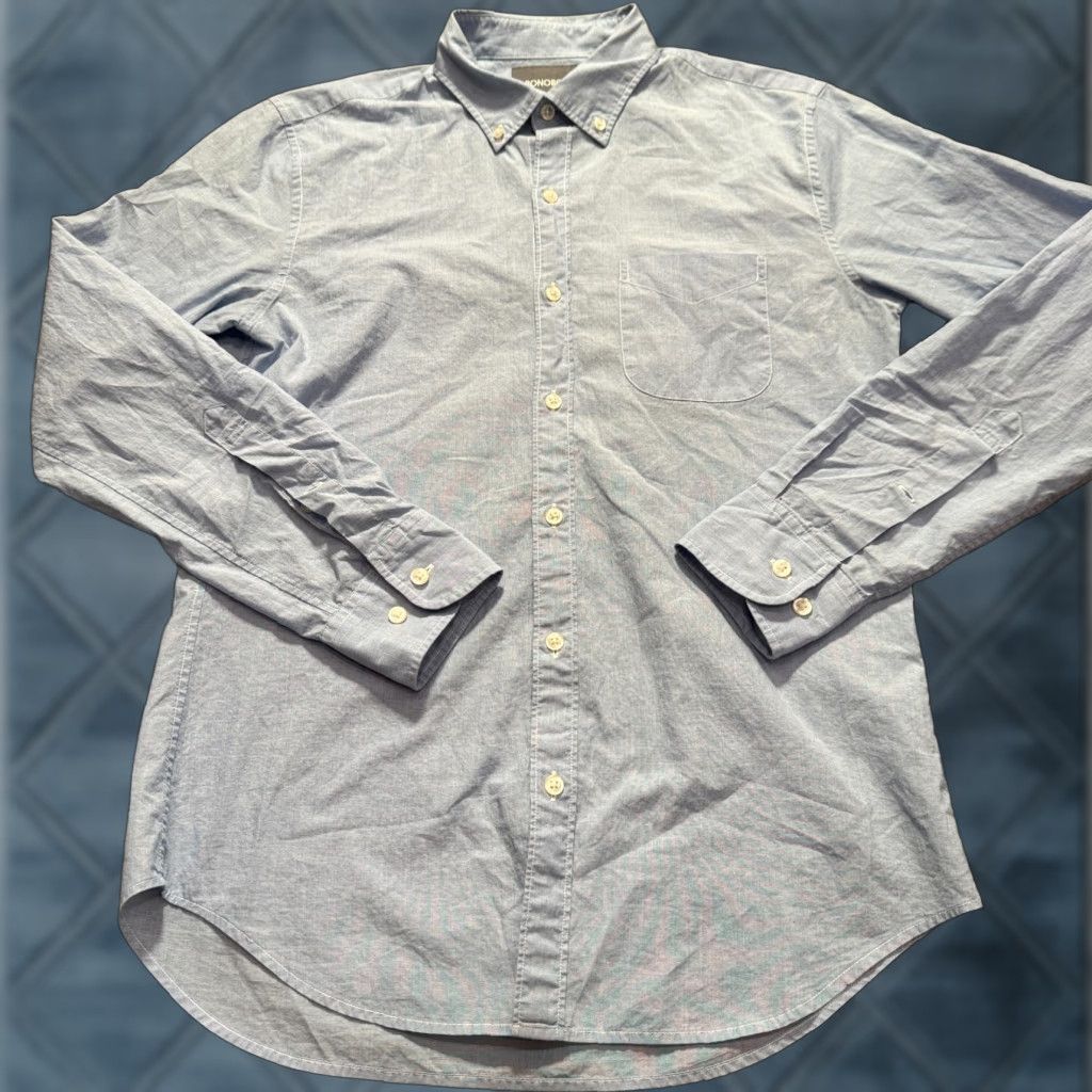 Bonobos Bonobos Slim Fit Button-Up Shirt Mens Small Long Sleeve Blue Chambray Cotton Nylon Spandex Size US S / EU 44-46 / 1 - 1 Thumbnail