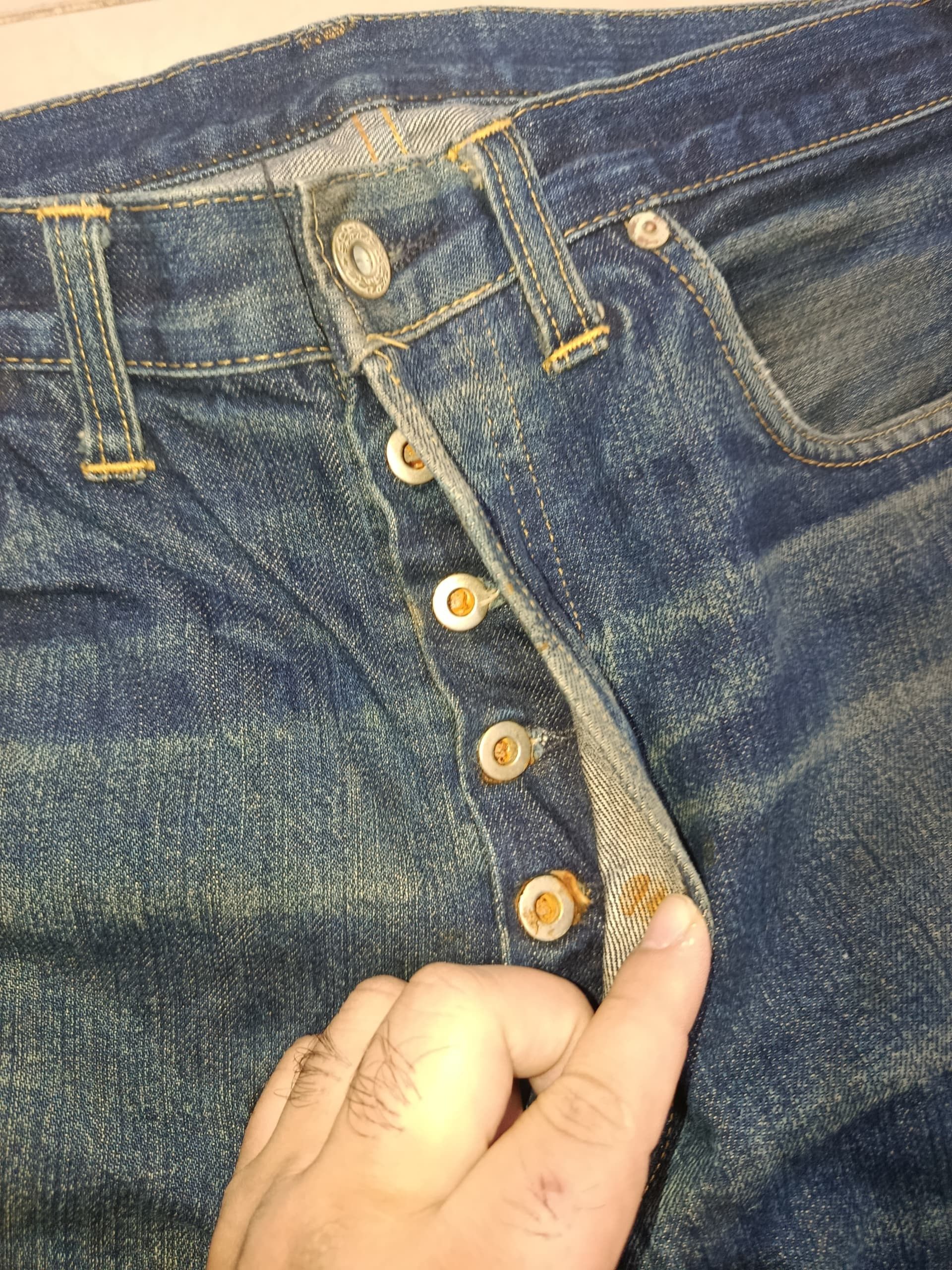 Levi's DISTRESSED LEVIS S501XX #555 BIG E SELVEDGE DENIM Size US 36 / EU 52 - 6 Thumbnail