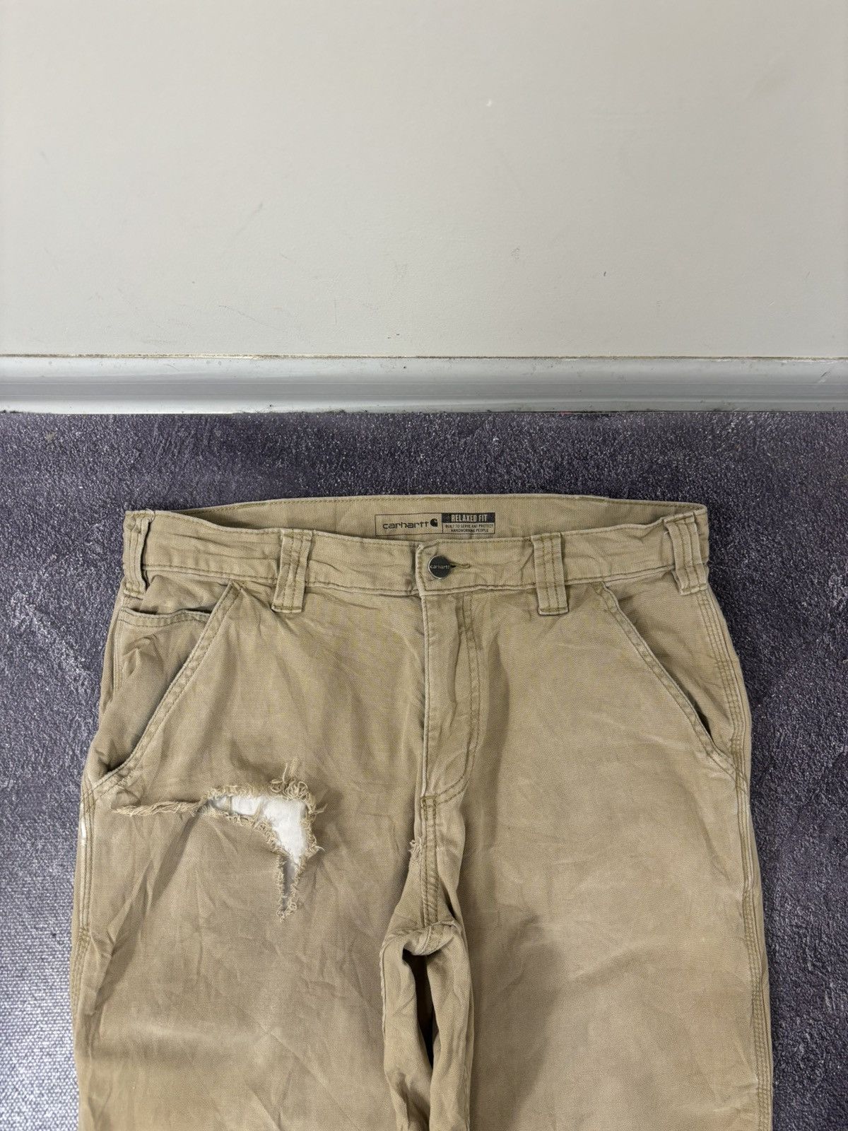 Carhartt Vintage Carhartt Y2K Workwear USA Beige Hype Carpenter Pants Size US 33 - 13 Thumbnail