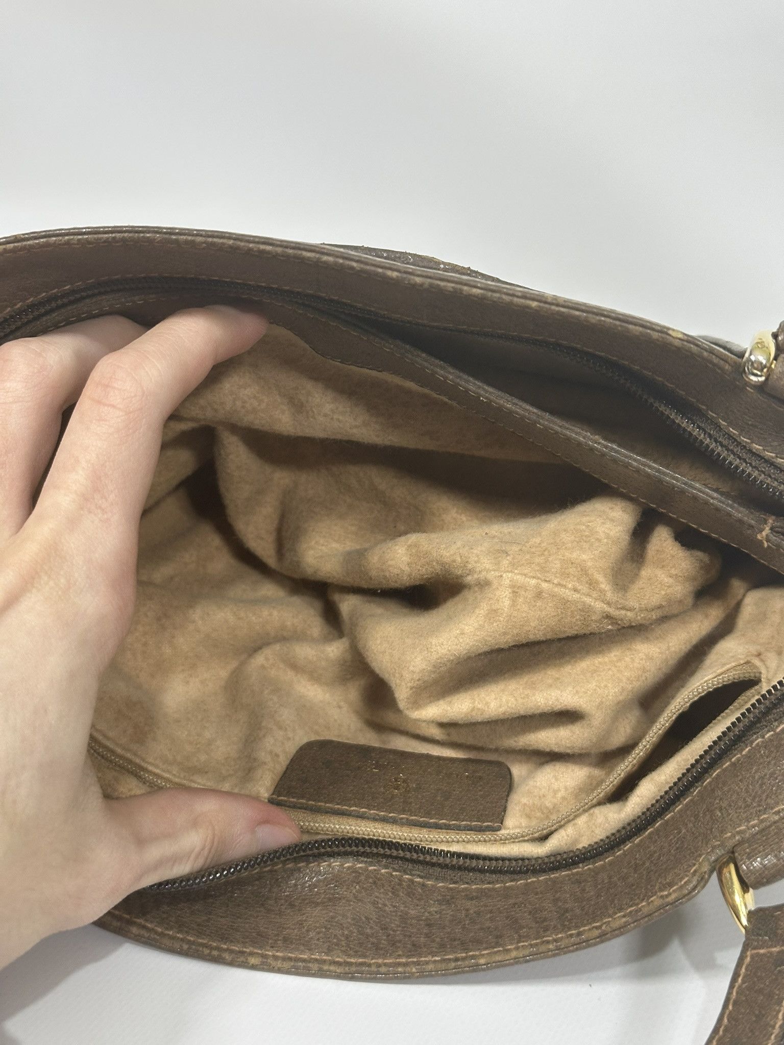 Gucci Gucci Vintage Handbag GG Monogram Beige Brown Leather Size ONE SIZE - 15 Thumbnail