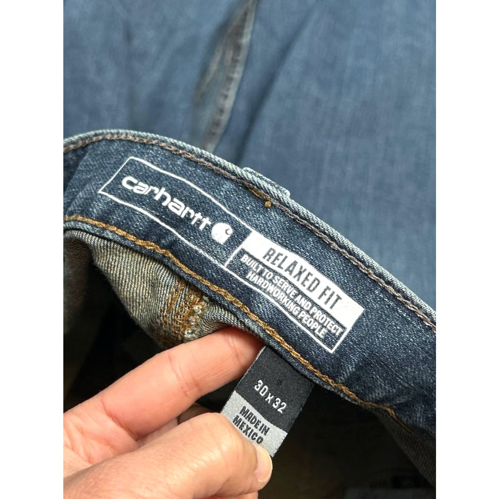Carhartt VINTAGE Carhartt Rugged Flex Jeans Mens 30 Blue Relaxed Fit Low Rise Tapered Leg 30x25.5 Size US 30 / EU 46 - 7 Thumbnail
