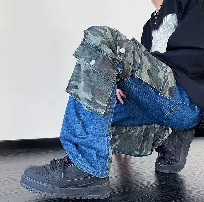 Japanese Brand camouflage Patchwork baggy cargo jeans Size US 32 / EU 48 - 5 Thumbnail