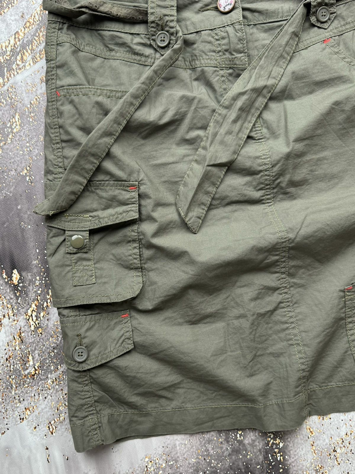 Japanese Brand Vintage Cargo Multi Pocket Mini Skirt Size 30" / US 8 / IT 44 - 2 Thumbnail