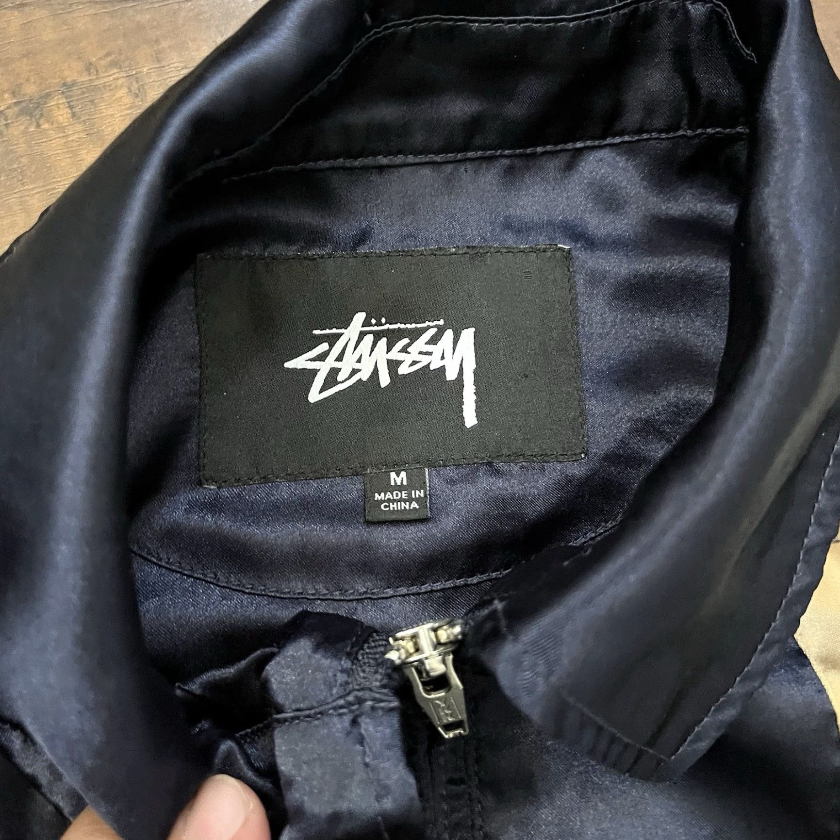 Vintage Stussy Mens Navy Blue Satin Racing Full Zip Jacket Medium Cafe Vintage RARE Size US M / EU 48-50 / 2 - 5 Thumbnail