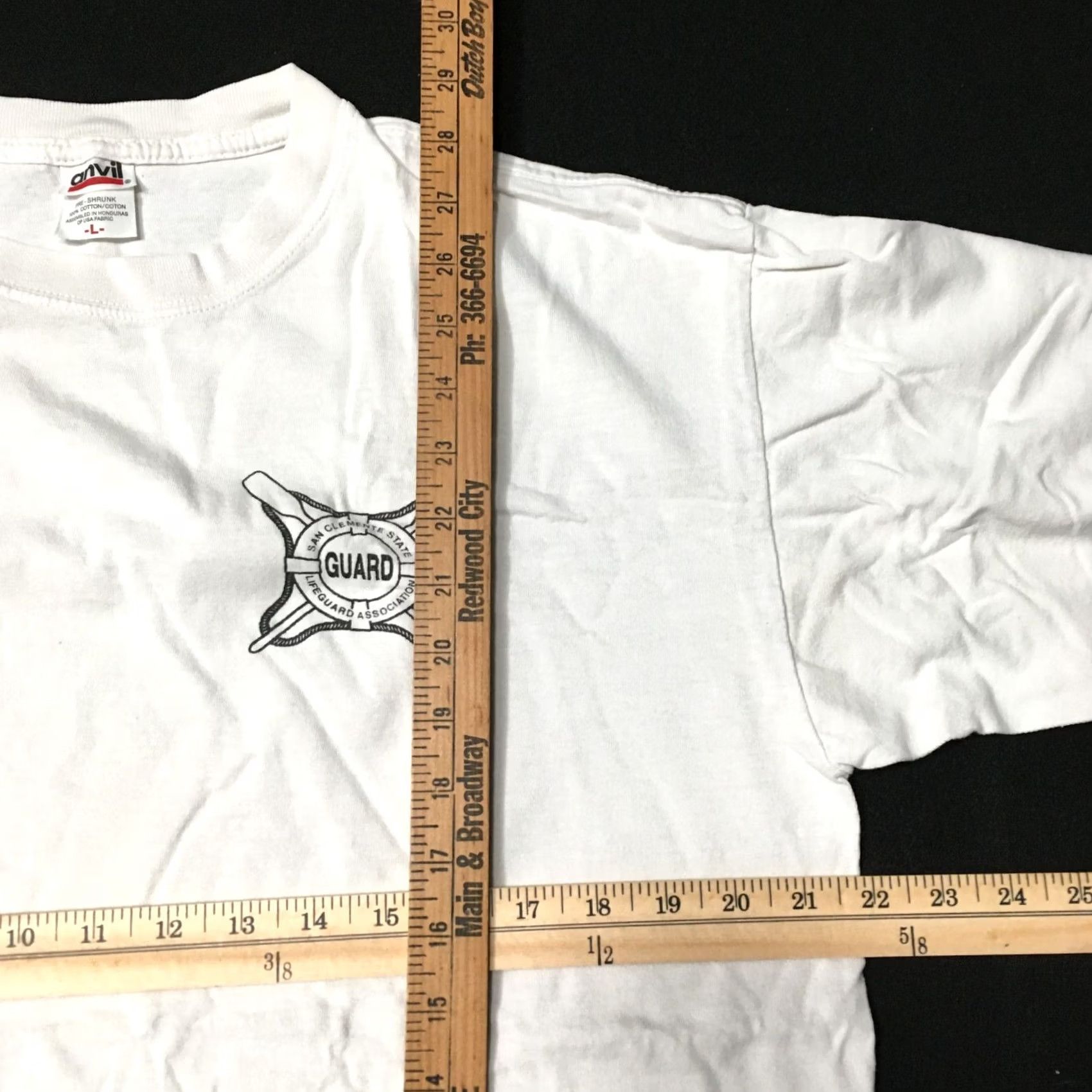 Anvil VINTAGE Anvil Surfer t-shirt Beach Shirt Mens White L Graphic Print Short Sleeve Crew Neck Domingo Doheny St Size US L / EU 52-54 / 3 - 5 Thumbnail