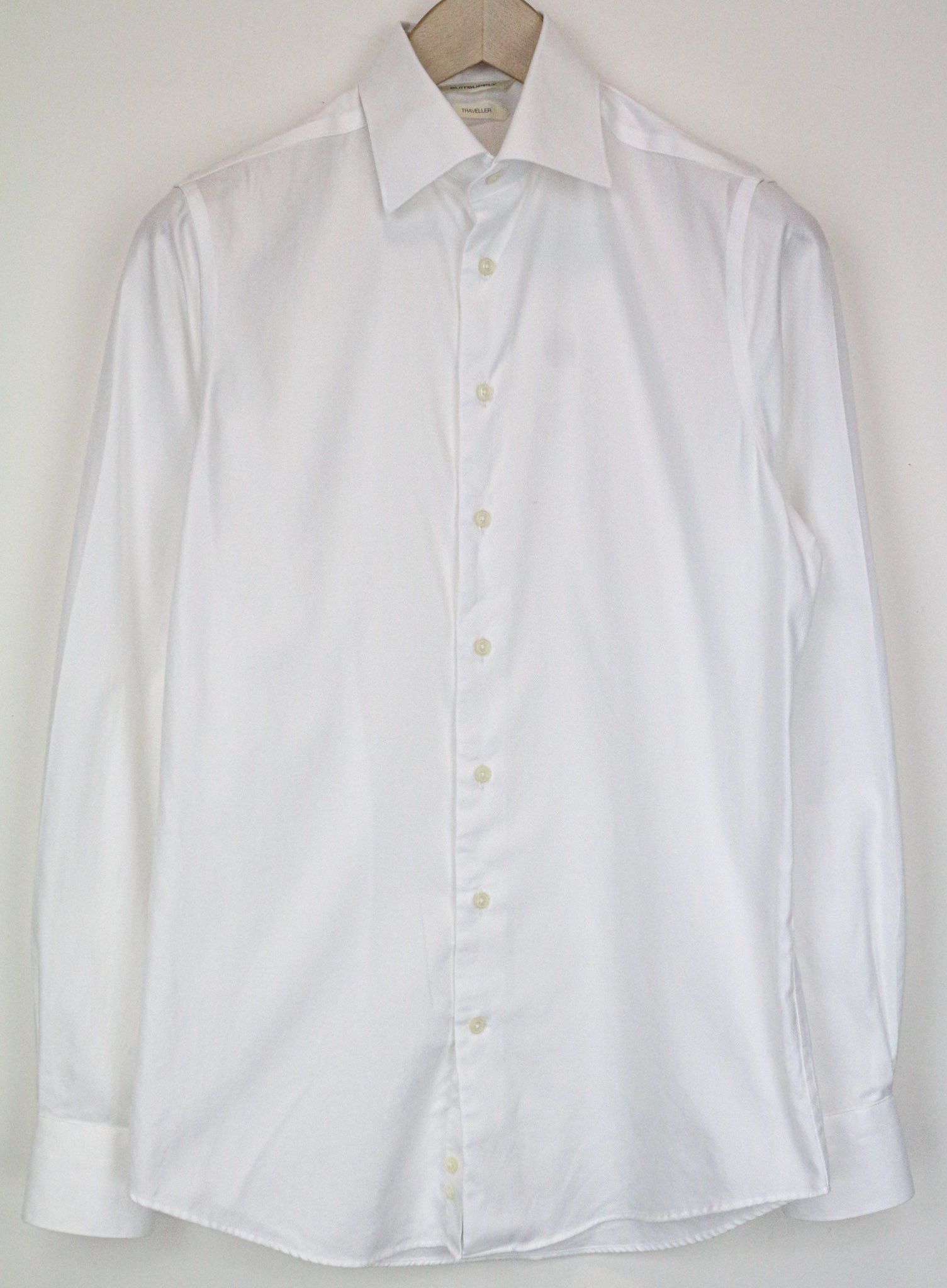 Suitsupply TRAVELLER 37/14 1/2 Extra Slim White Cotton Shirt 79270 Size 36R - 1 Thumbnail