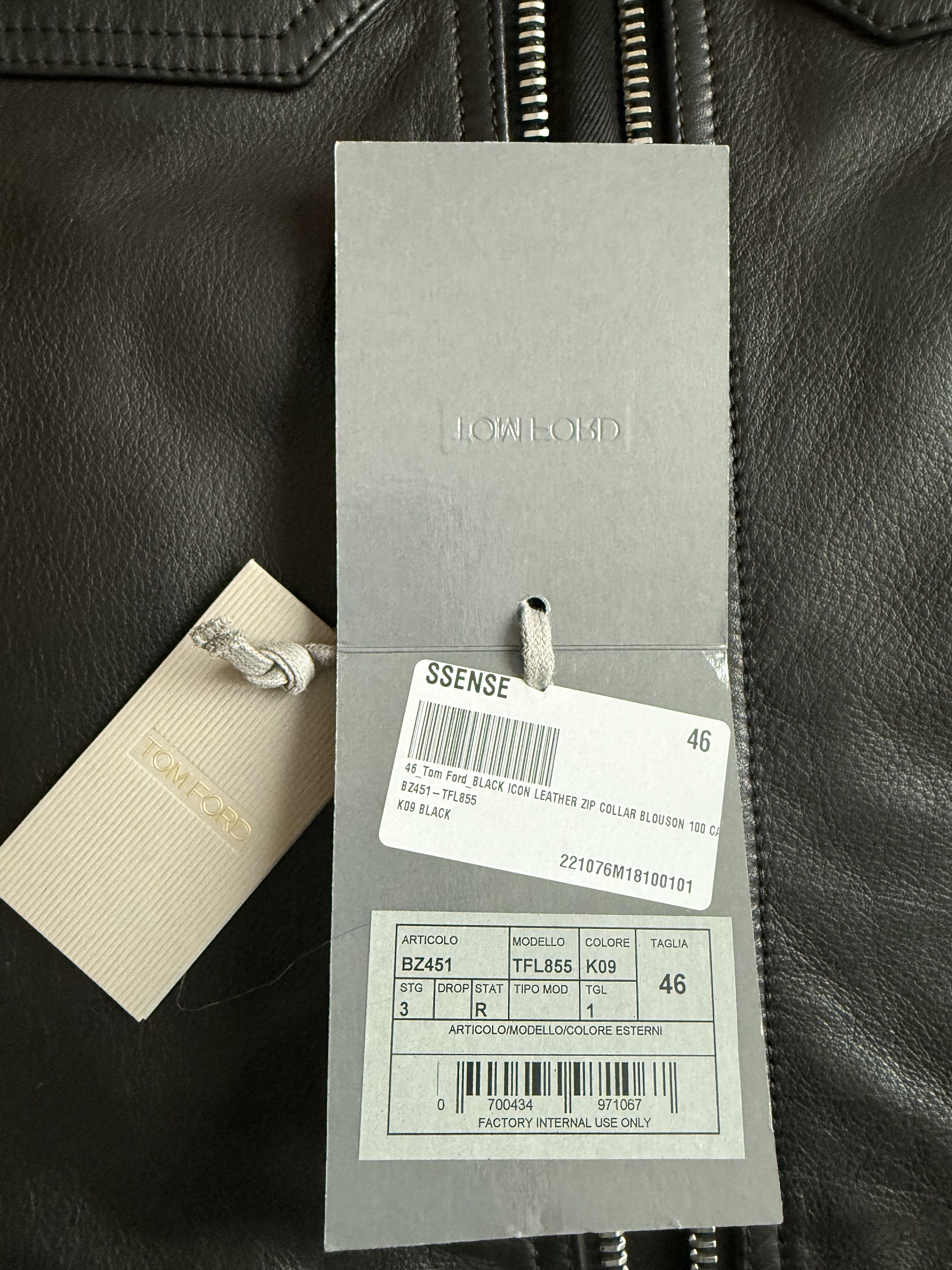 Tom Ford Tom Ford Icon Cafe Racer Leather Jacket (Black Calf) Size US S / EU 44-46 / 1 - 4 Thumbnail
