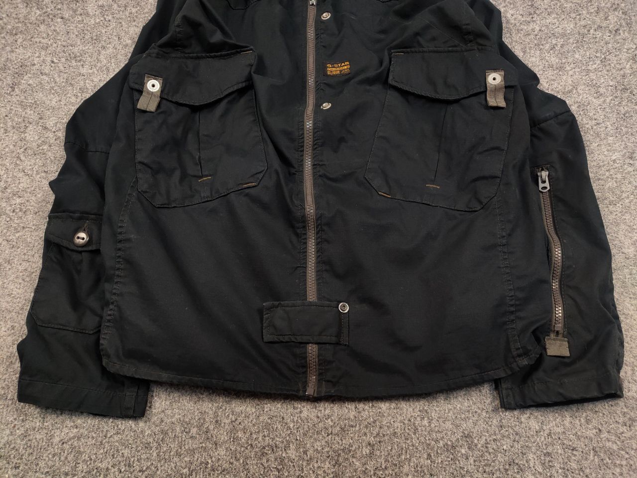 G-Star × Vintage Vintage 90's G Star Raw Military Zip Pocket Black Jacket Size US XL / EU 56 / 4 - 4 Thumbnail