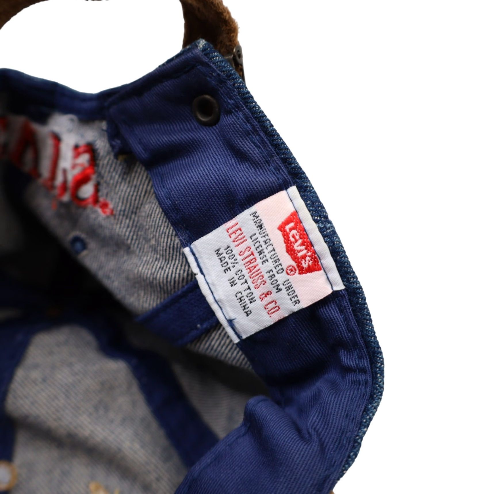 Denime VINTAGE Levis Denim Spellout Strap Back Hat Blue Baseball Cap OS Men Adjustable Size ONE SIZE - 5 Thumbnail
