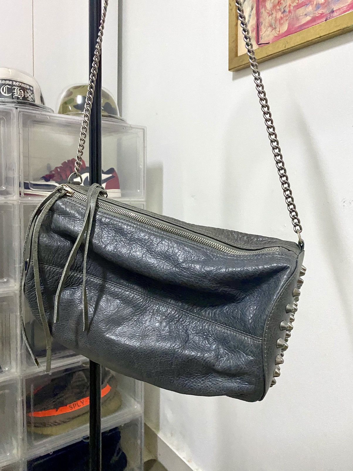 Japanese Brand Cassandra Fully Leather Punk Studded Chain Sling bag Size ONE SIZE - 2 Thumbnail