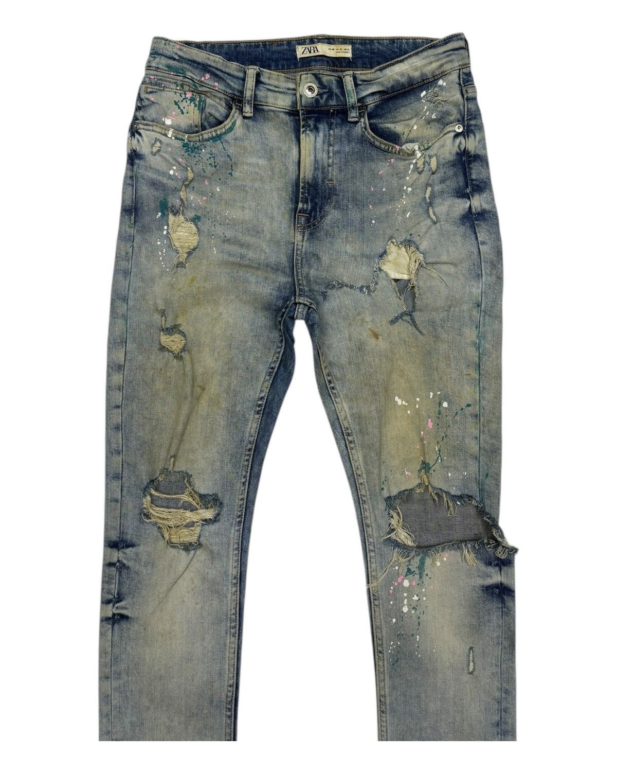 Yasuyuki Ishii Ripped THRASHED Distress Painter Acid Wash Zara Skinny Jeans Size US 30 / EU 46 - 5 Thumbnail